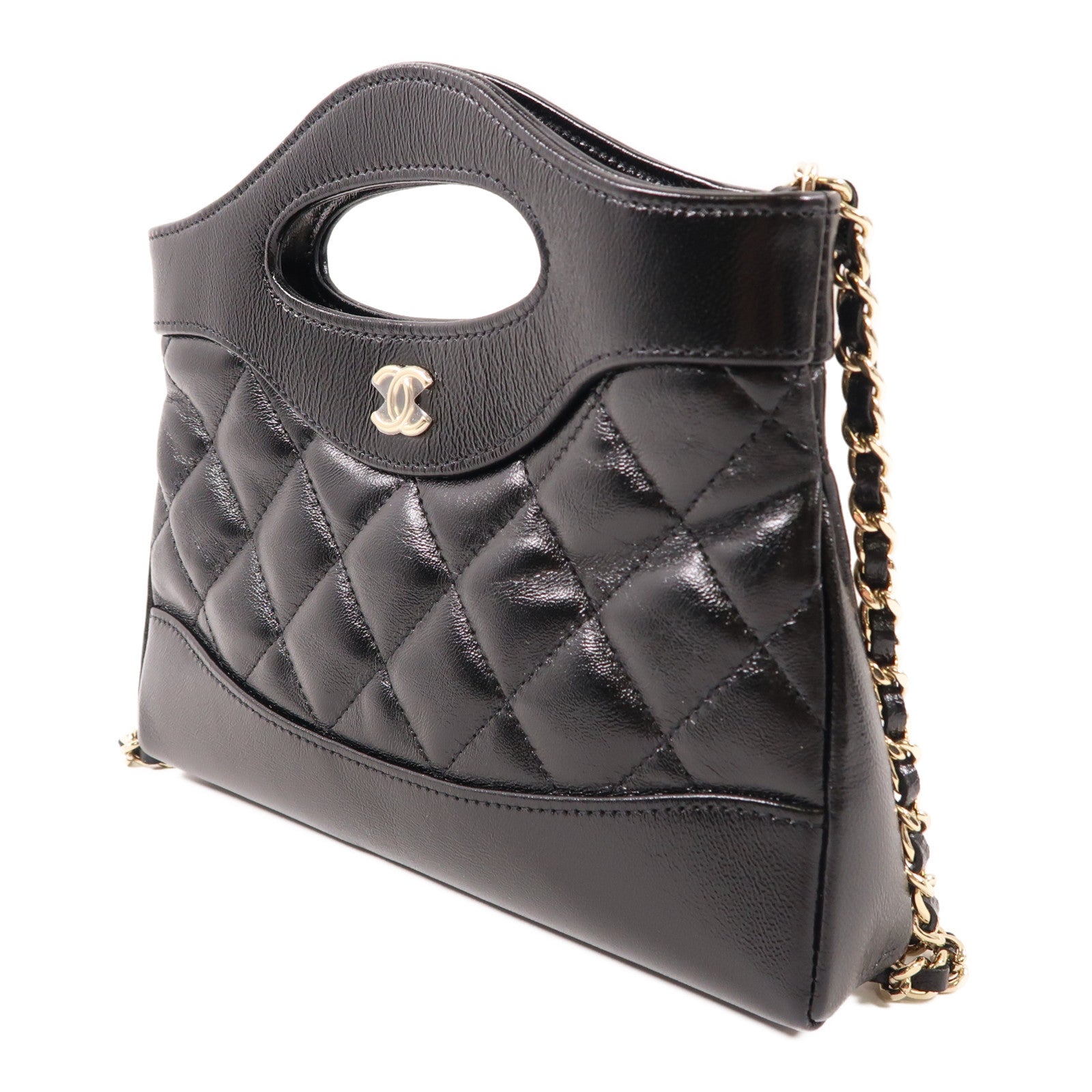 CHANEL 牛皮皮革Nano 31手挽肩背兩用袋黑色