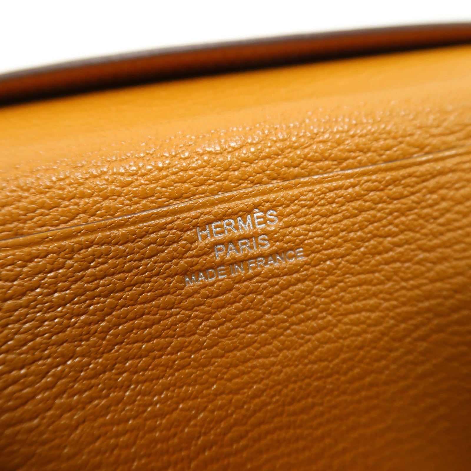 HERMES Chevre皮革Bearn Wallet銀扣長錢包Caramel/焦糖色