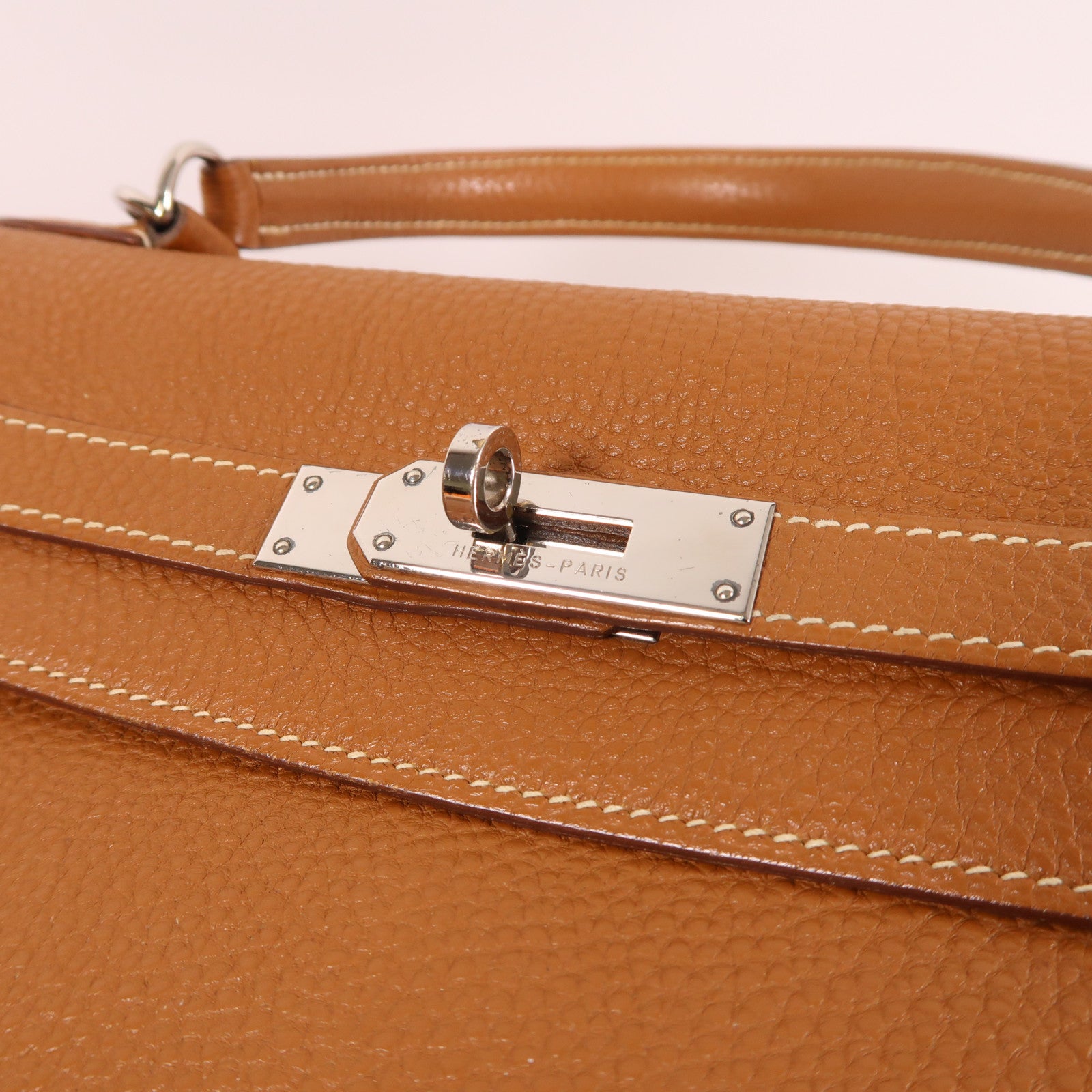 HERMES Togo皮革Kelly 35銀扣手挽肩背兩用袋金色