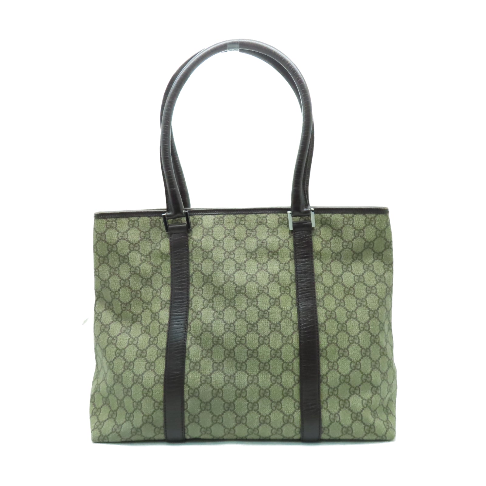 GUCCI 【激減優惠】塗層帆布Tote Bag銀扣肩背袋啡色