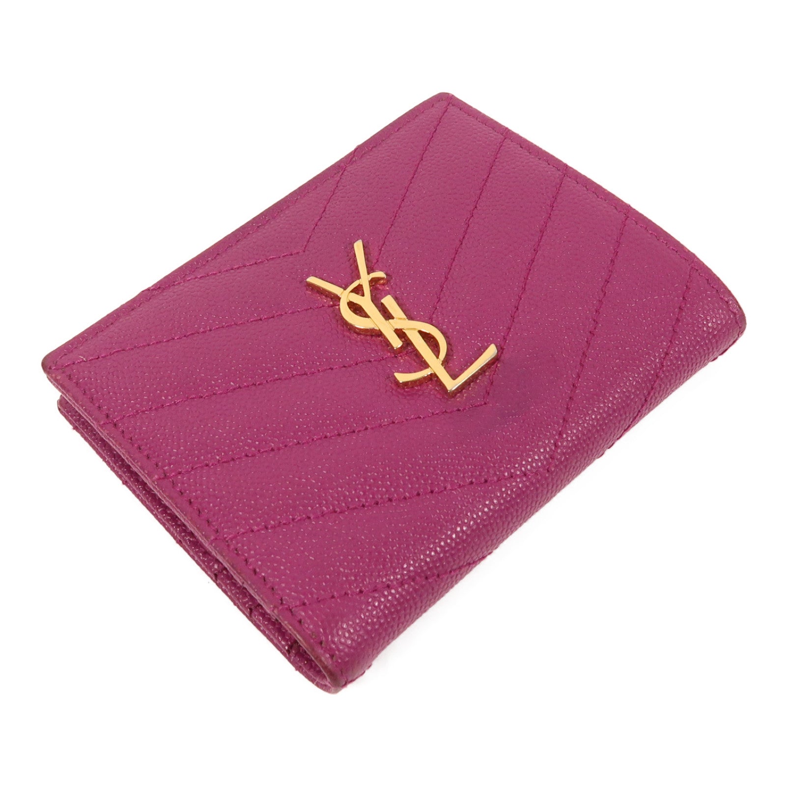 SAINT LAURENT 牛皮皮革Wallet金扣錢包紫色