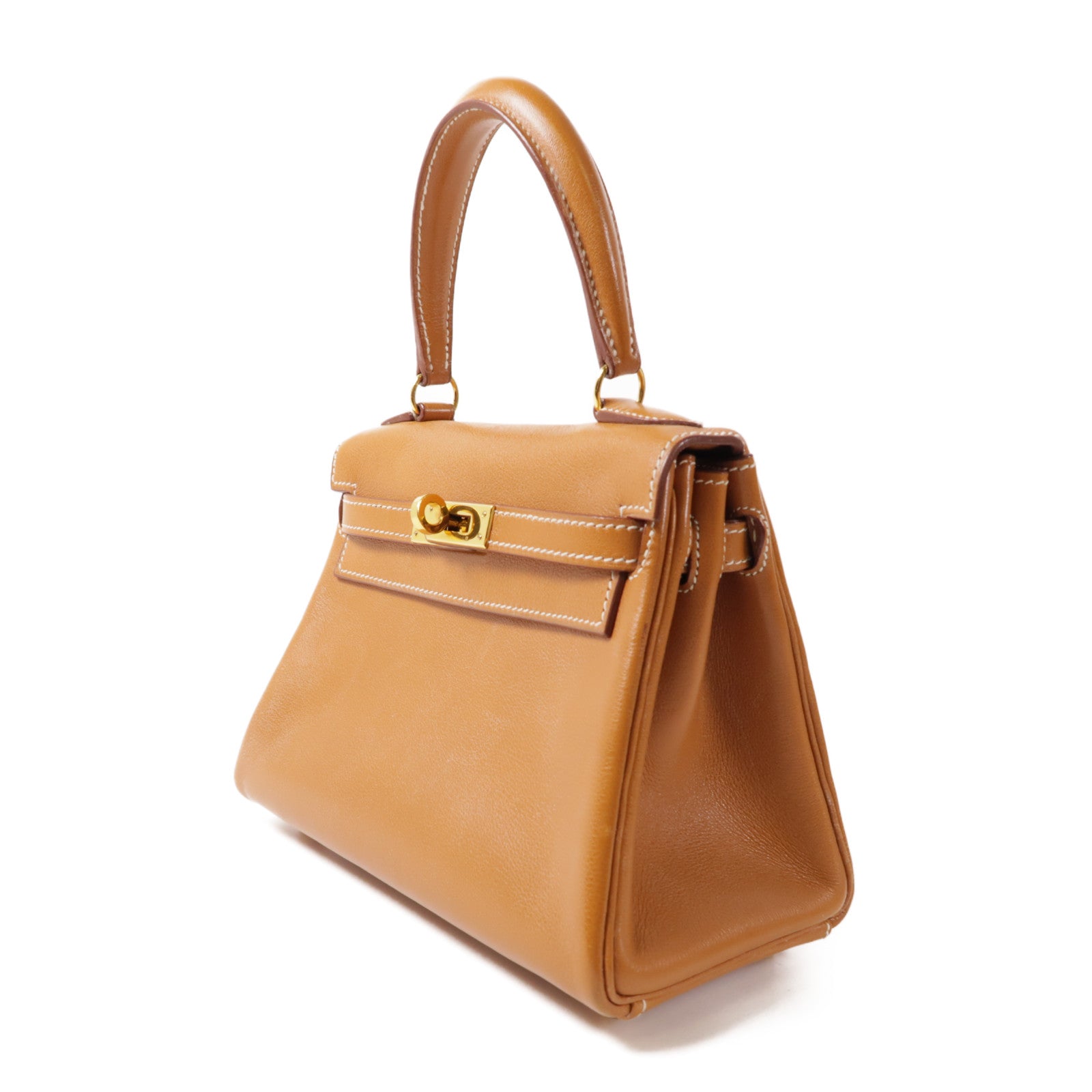 HERMES GHW Kelly Mini 2 Way Shoulder Bag Handbag Gulliver Leather Gold