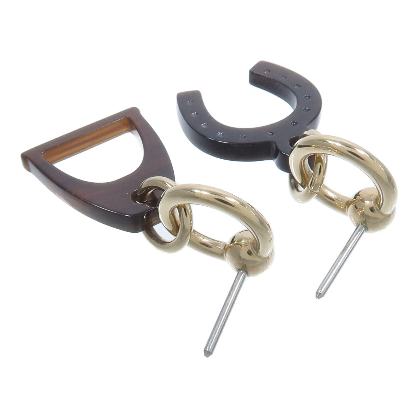 HERMES 水牛角/金屬Amulette Equestre Earrings耳環