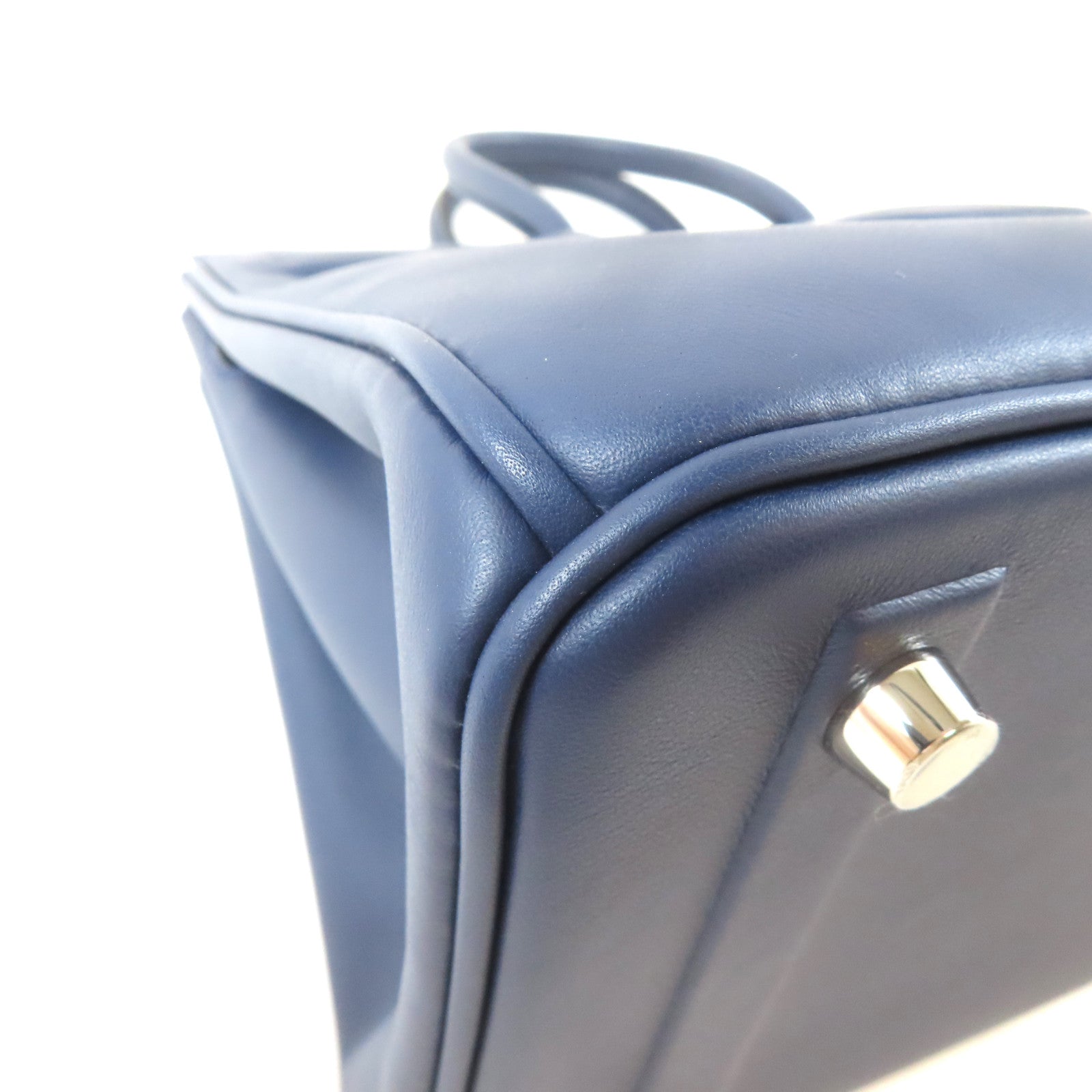 HERMES 【激減優惠】Swift皮革Birkin 25 Shadow銀扣手挽袋深藍色