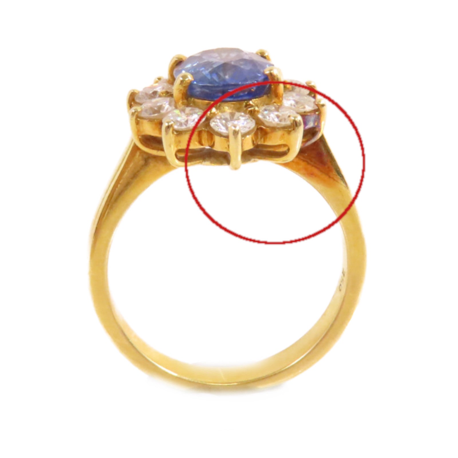 JEWELRY 18K黃金/藍寶石/鑽石Sapphire Diamond Ring戒指US#7.25