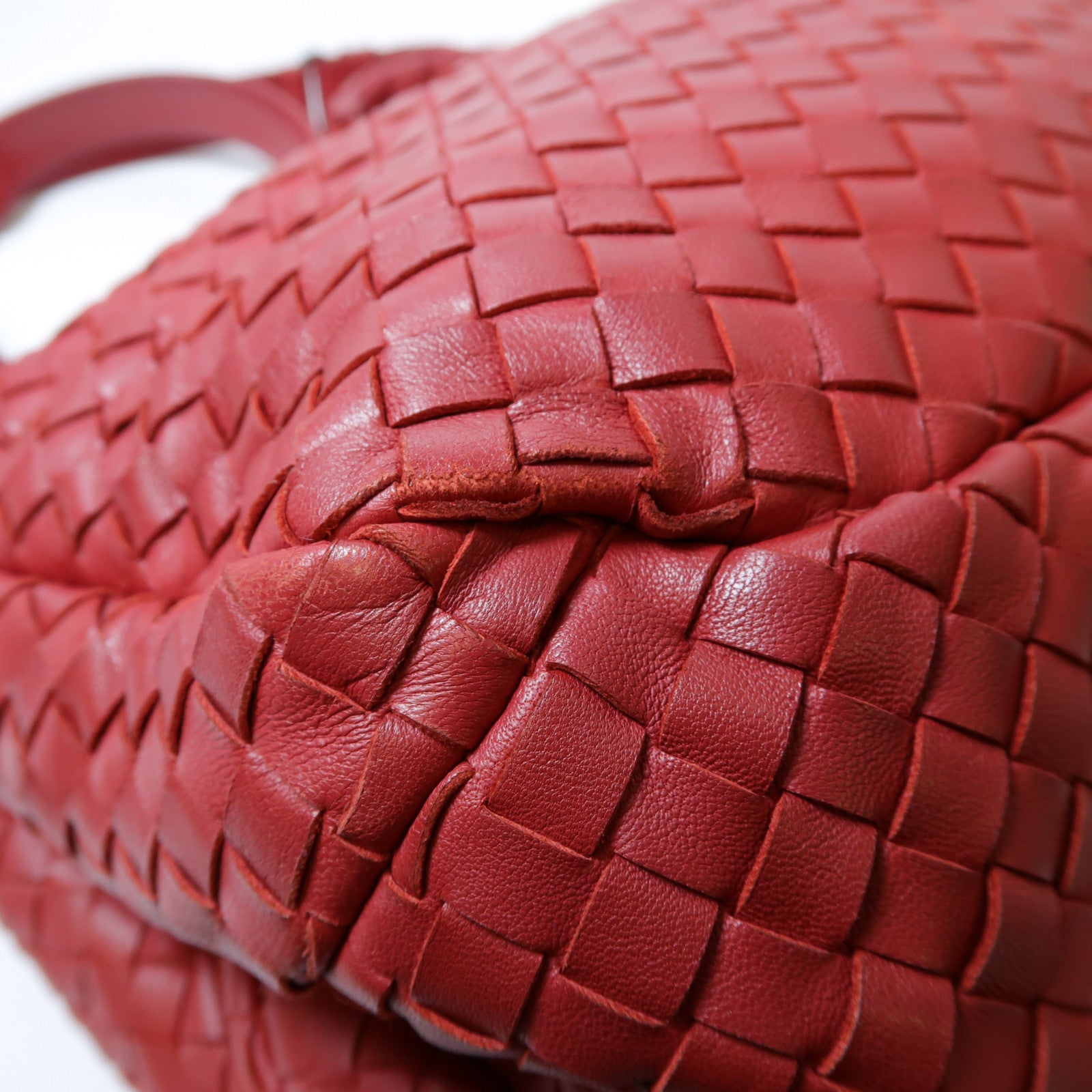 BOTTEGA VENETA 織紋皮革Campana Shoulder Bag肩背袋紅色