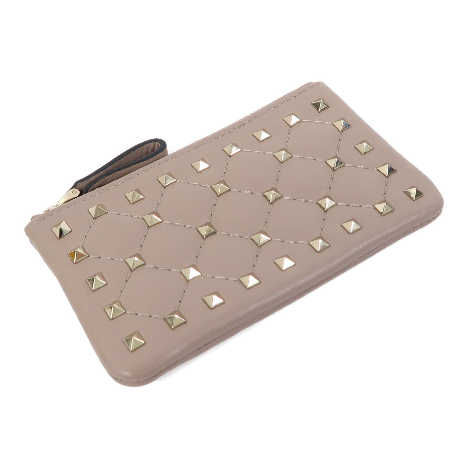 Valentino 牛皮皮革Card Case金扣卡片套裸色