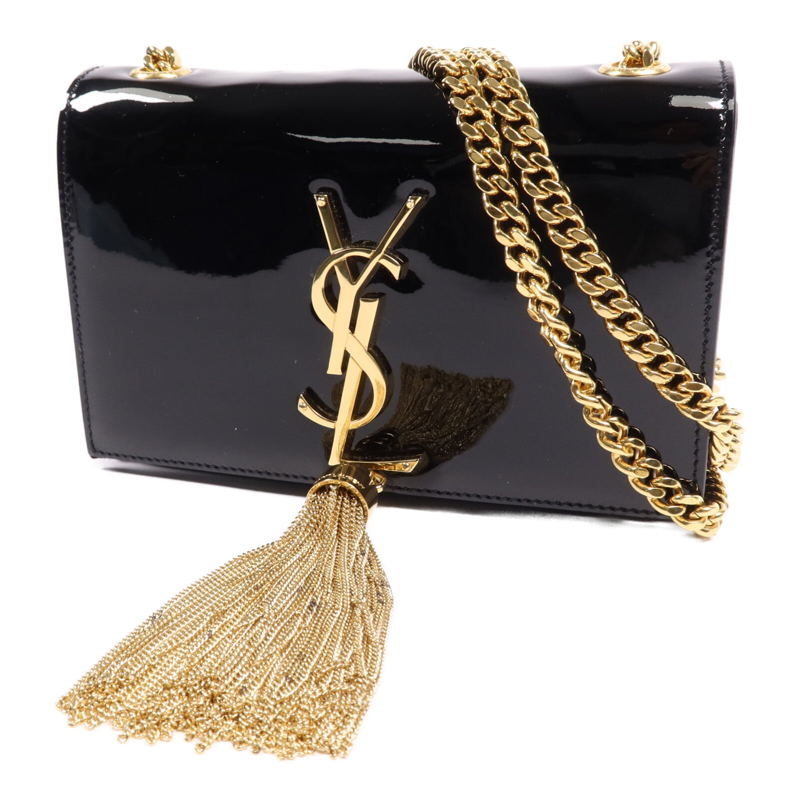 YVES SAINT LAURENT 漆皮皮革Kate Small金扣鏈帶肩背袋