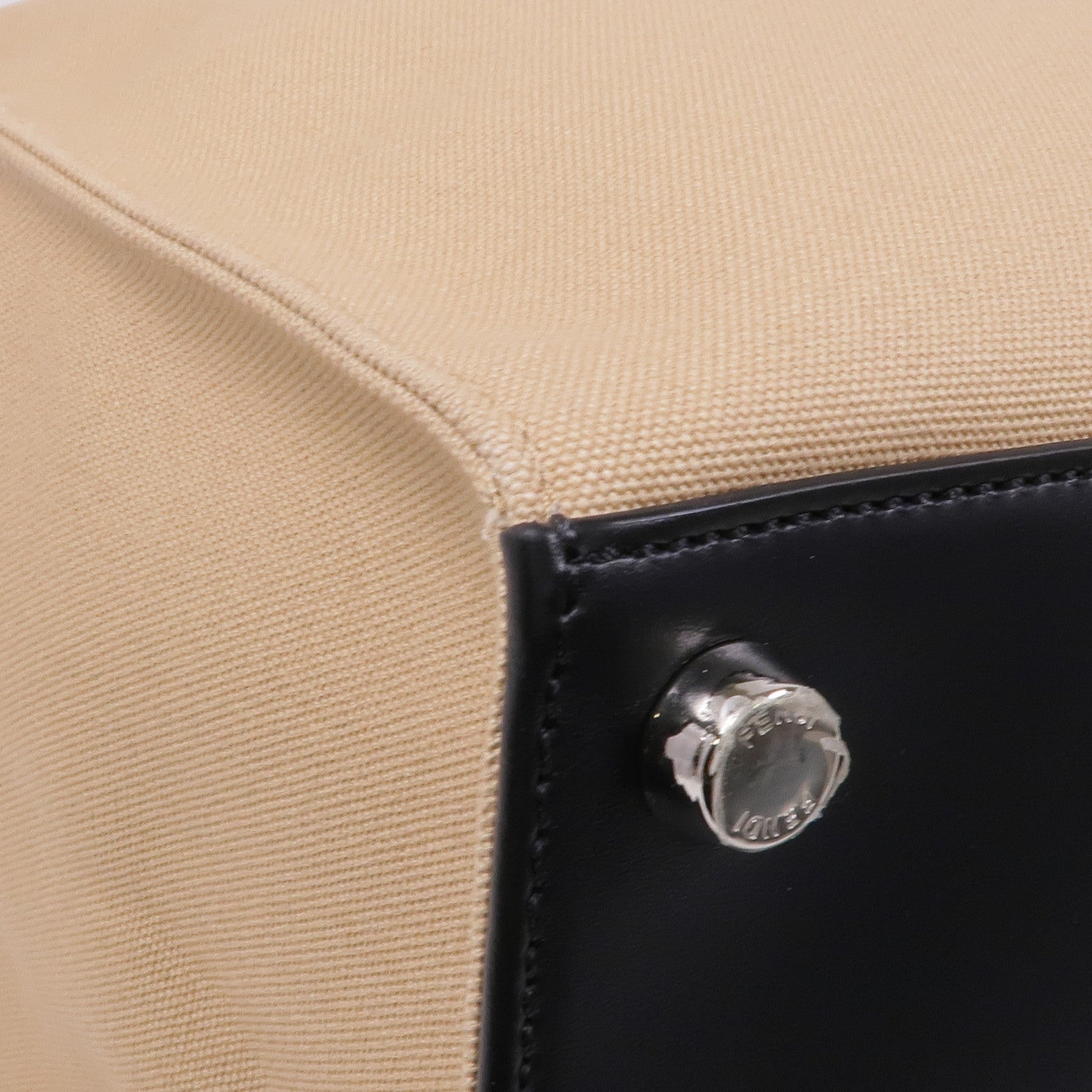 FENDI 牛皮皮革/帆布2way Shoulder Bag銀扣手挽肩背兩用袋