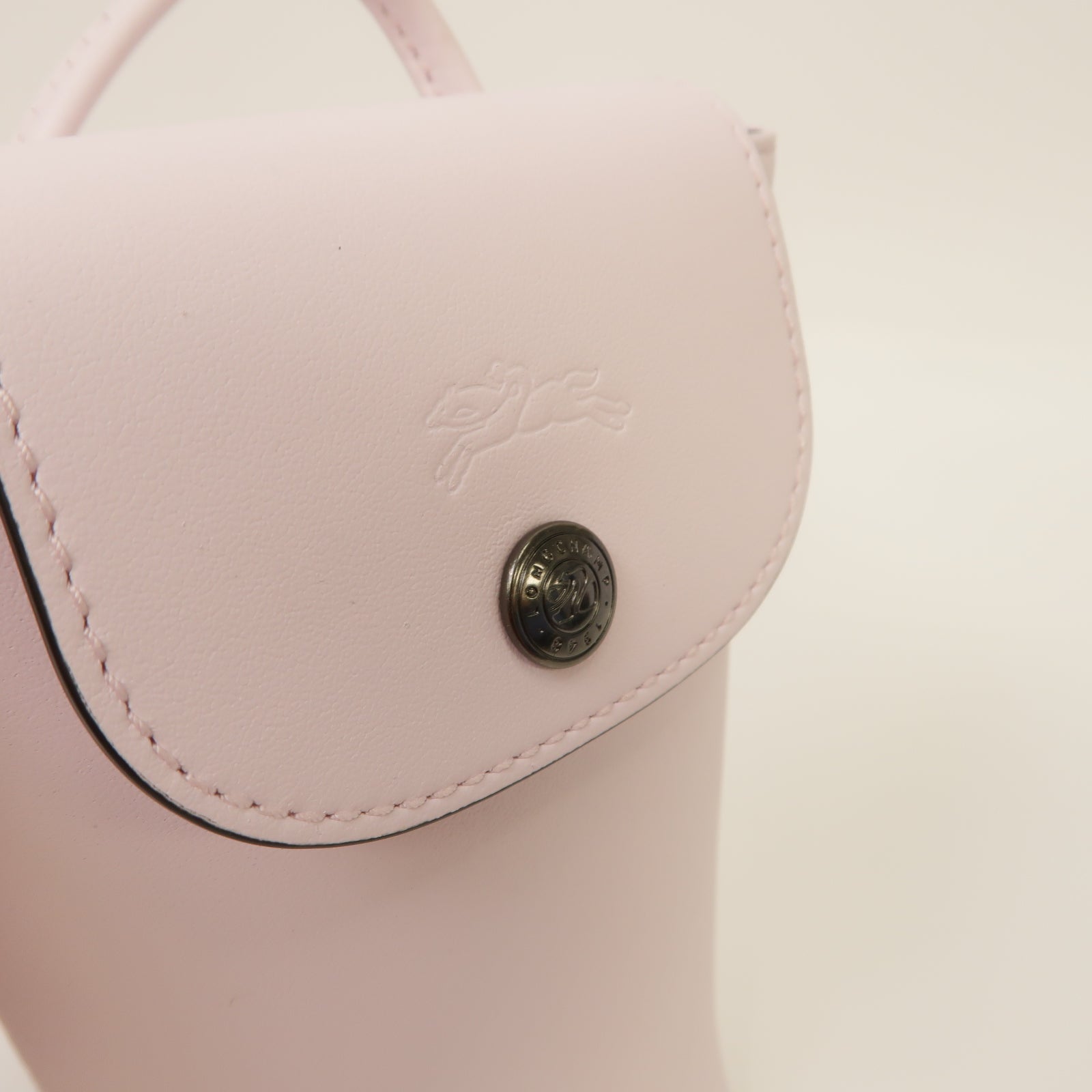 Longchamp 牛皮皮革Shoulder Bag銀扣肩背袋粉紅色