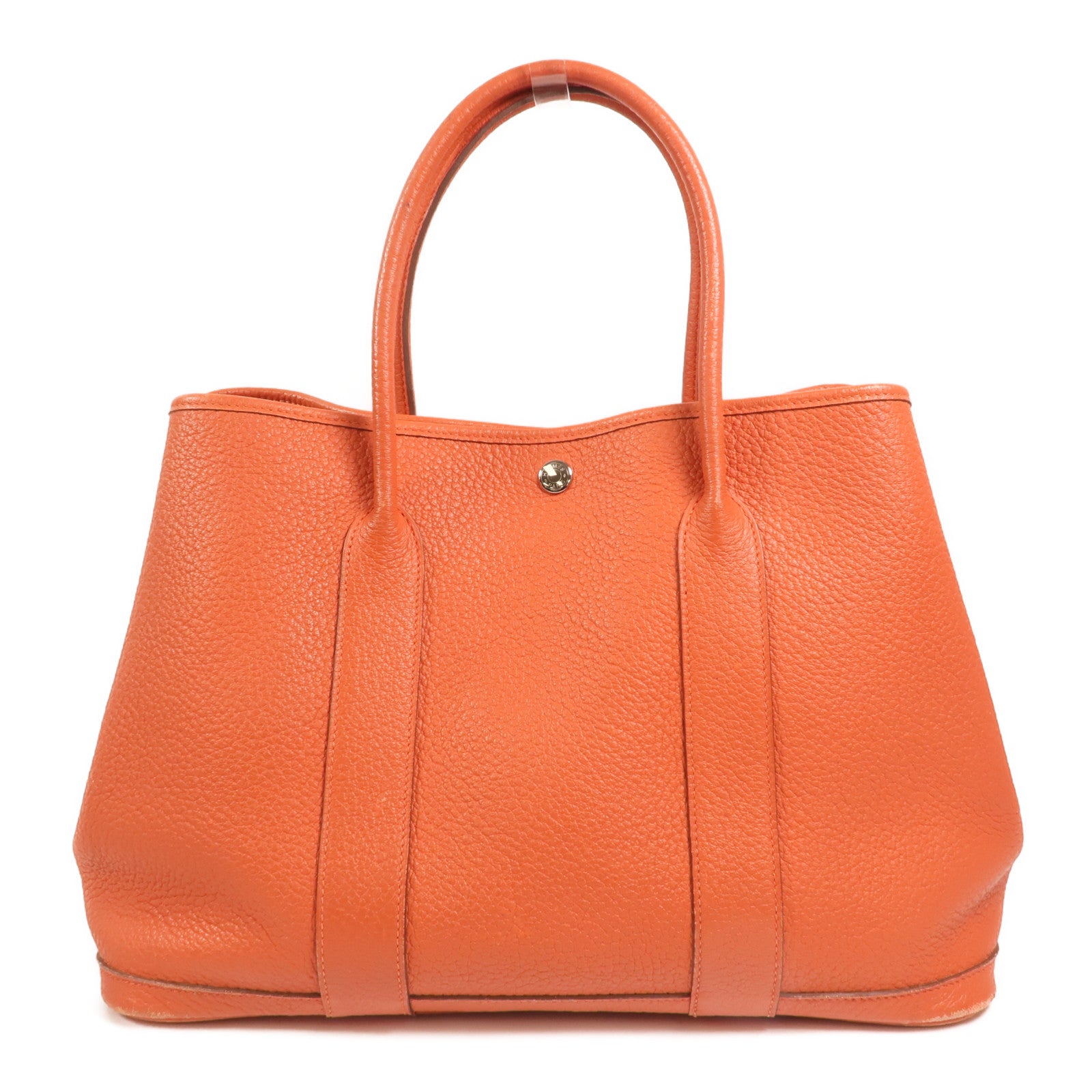 HERMES Negonda皮革Garden Party PM銀扣手挽袋Orange