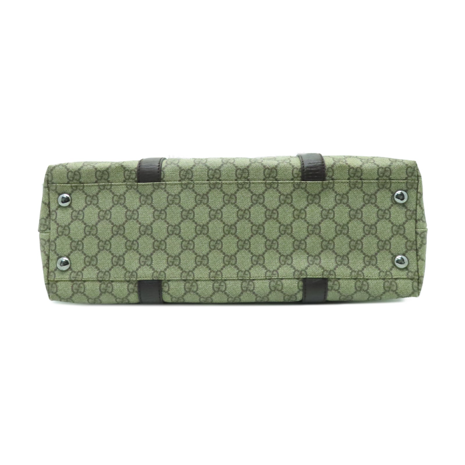 GUCCI 【激減優惠】塗層帆布Tote Bag銀扣肩背袋啡色