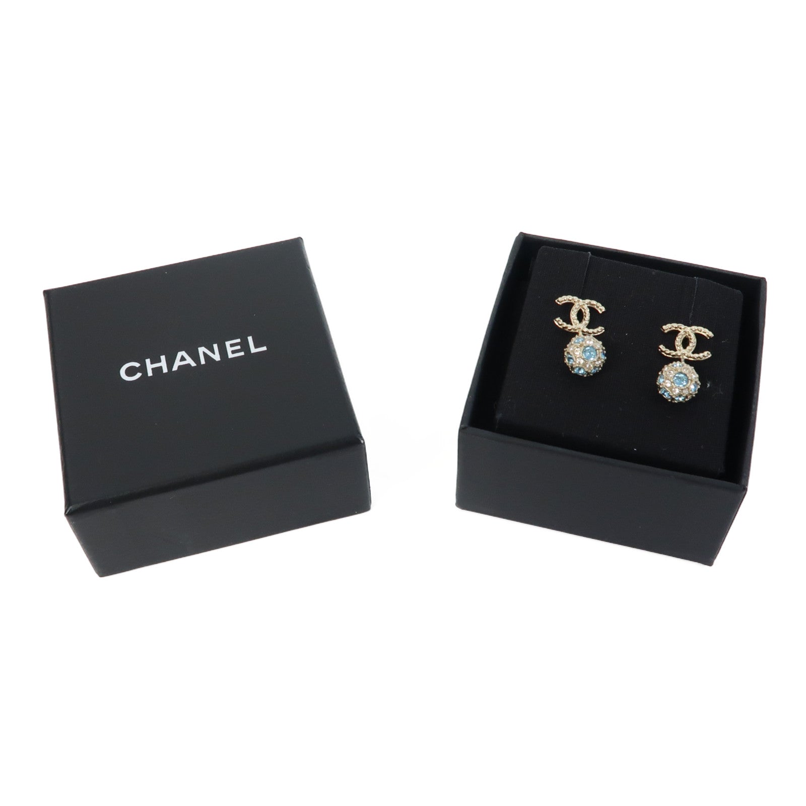 CHANEL 金屬Earrings耳環金色/藍色