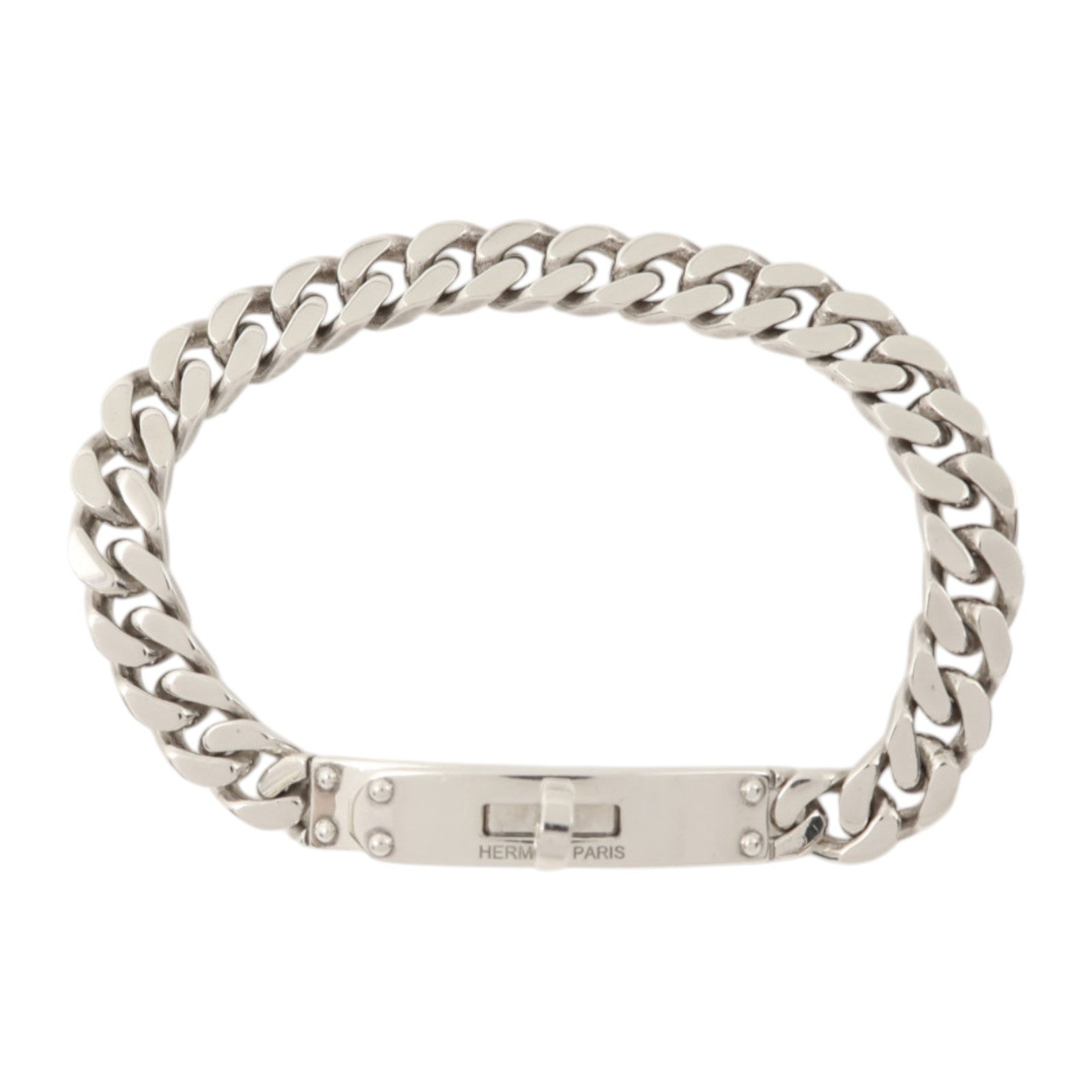HERMES 925純銀Kelly Gourmette Bracelet SH銀扣手鏈