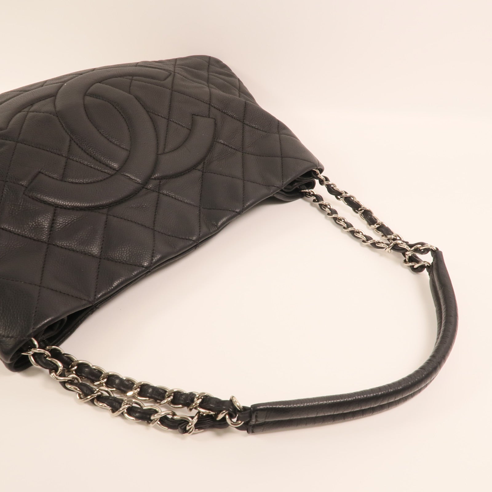 CHANEL 牛皮皮革Timeless銀扣鏈帶肩背袋