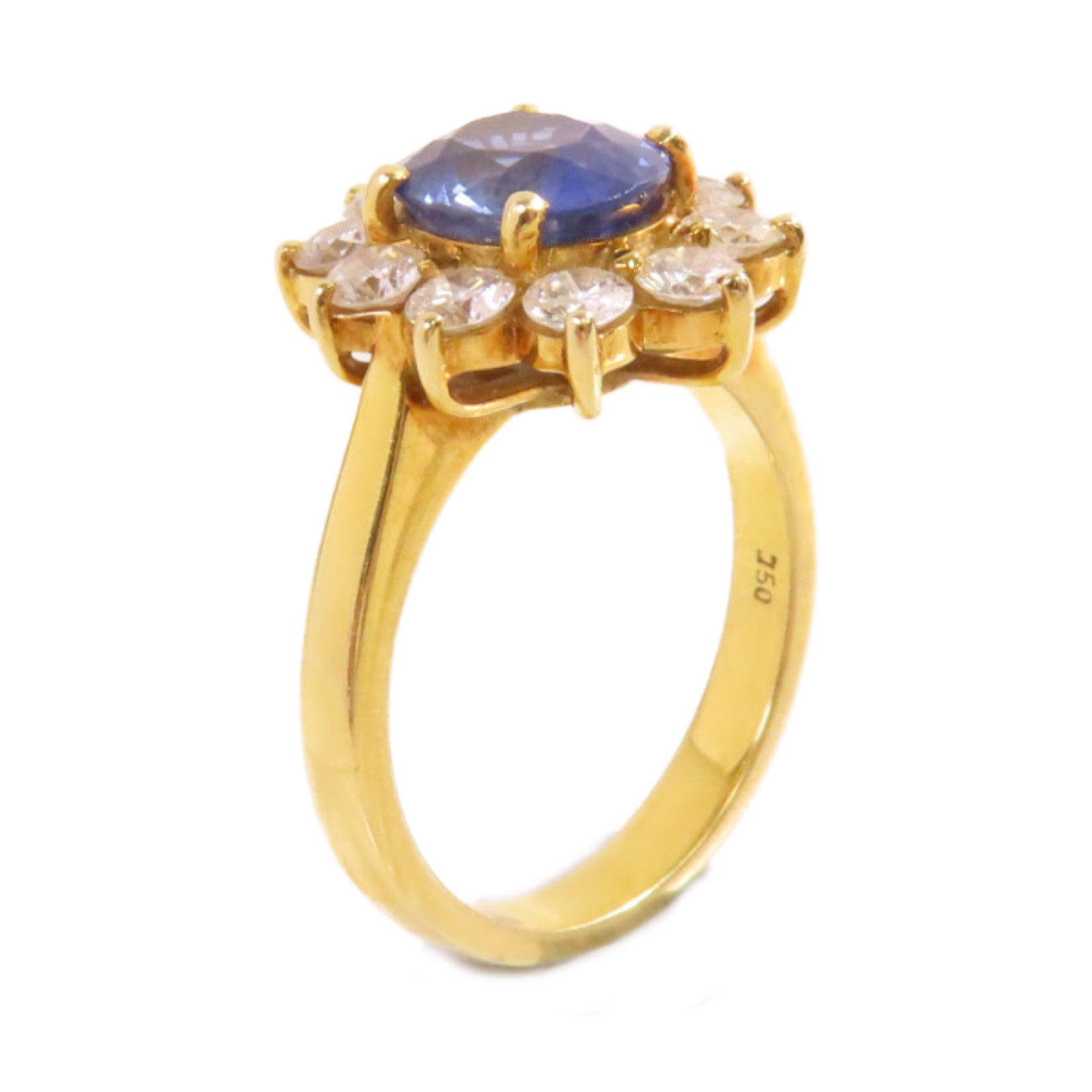 JEWELRY 18K黃金/藍寶石/鑽石Sapphire Diamond Ring戒指US#7.25