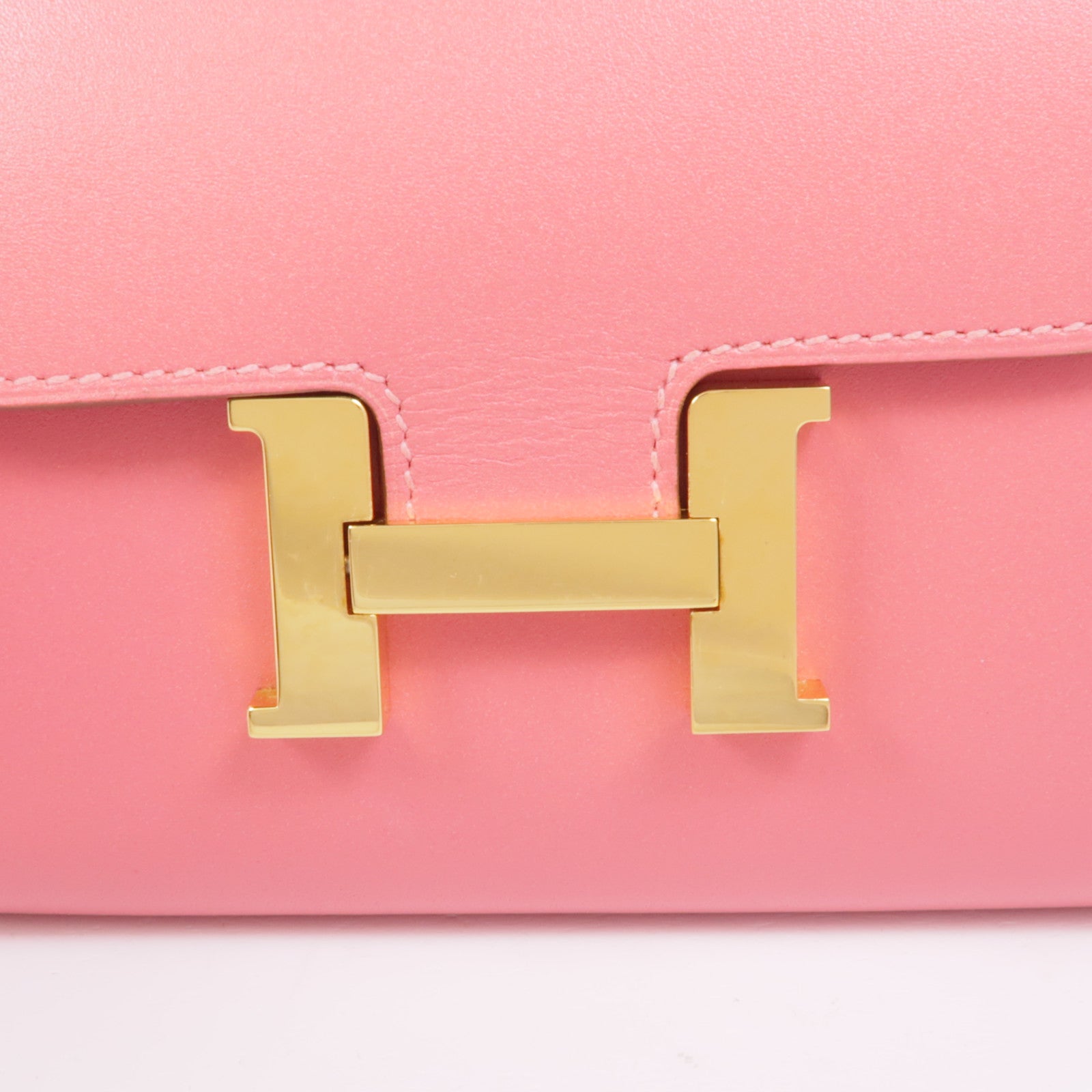 HERMES Swift皮革Constance Wallet金扣錢包U5 Rose Lipstick