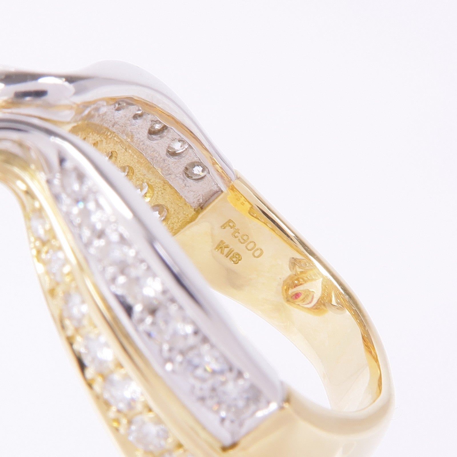 JEWELRY 18K黃金/PT900鉑金Ruby Diamond Ring紅寶石/鑽石戒指US#7.75