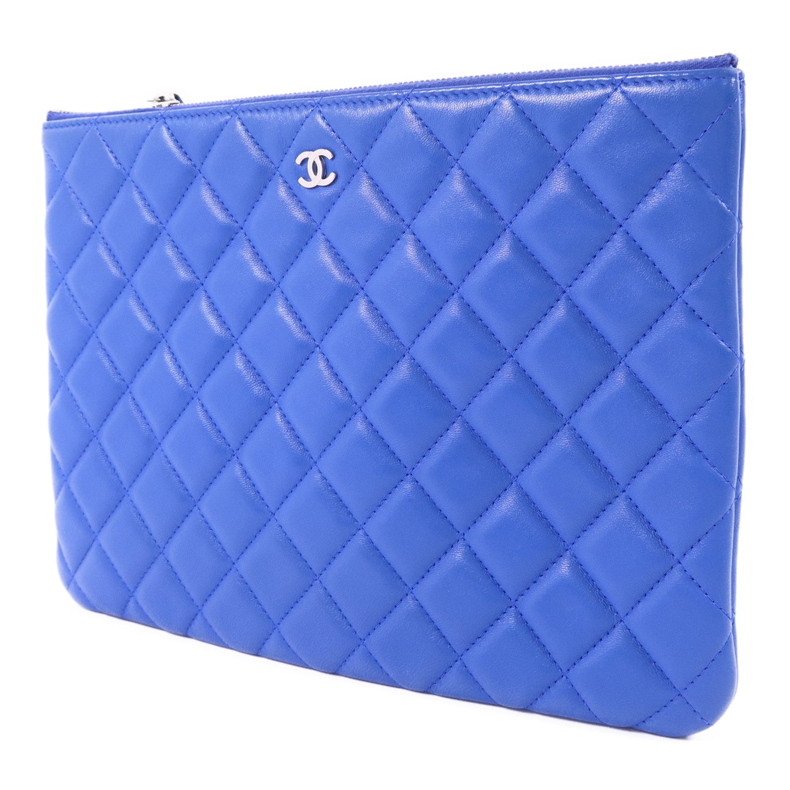 CHANEL 羊皮皮革Pouch銀扣手拿包