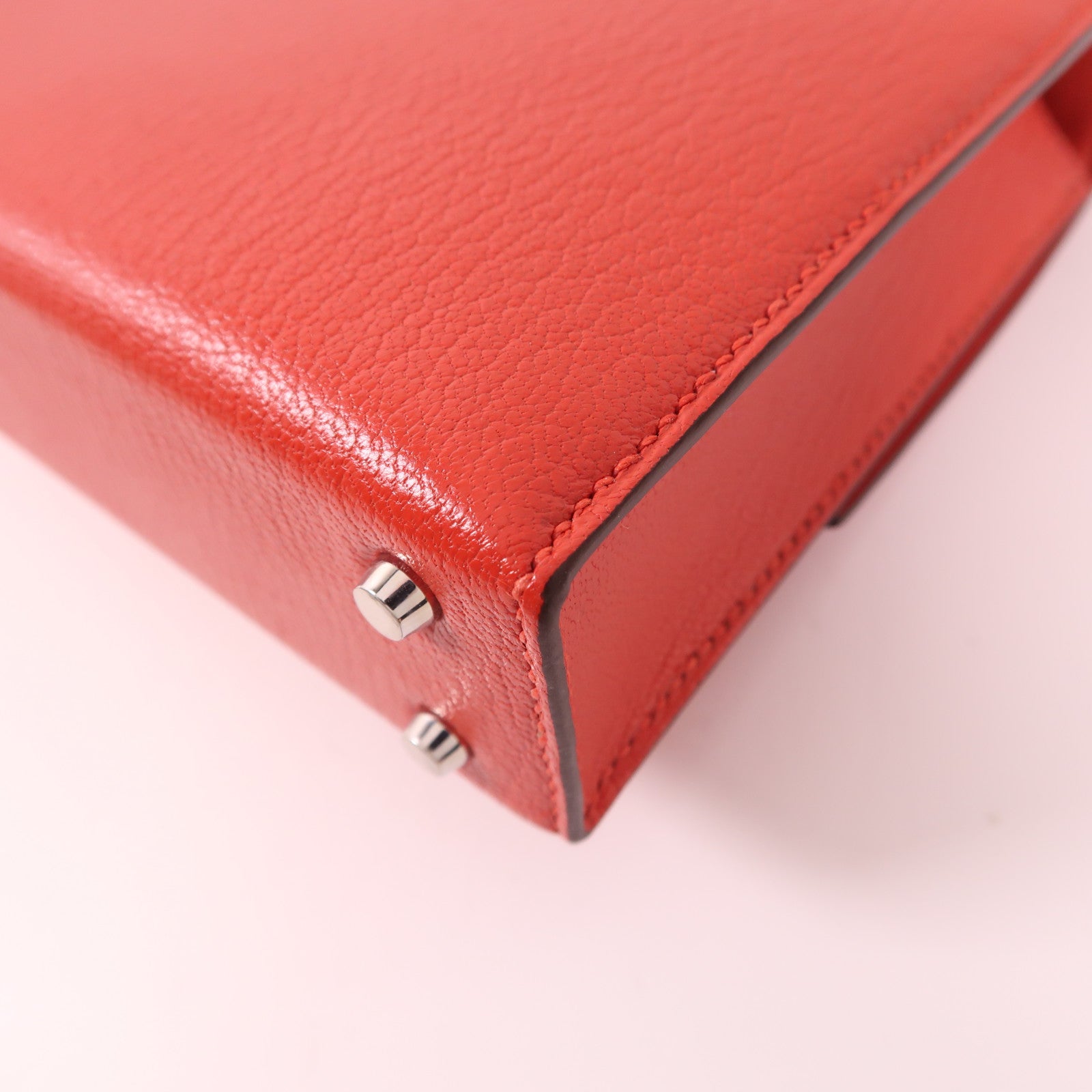 HERMES 【激減優惠】Chevre皮革Verrou Mini銀扣鏈帶肩背袋Rouge Tomate