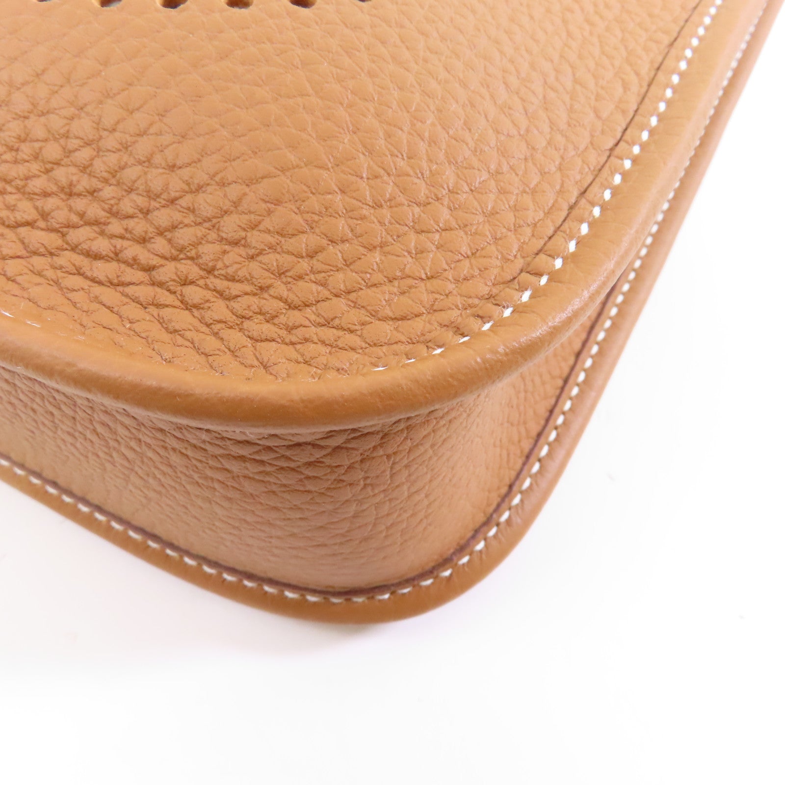 HERMES Clemence皮革Evelyne TPM金扣肩背袋Gold/棕色