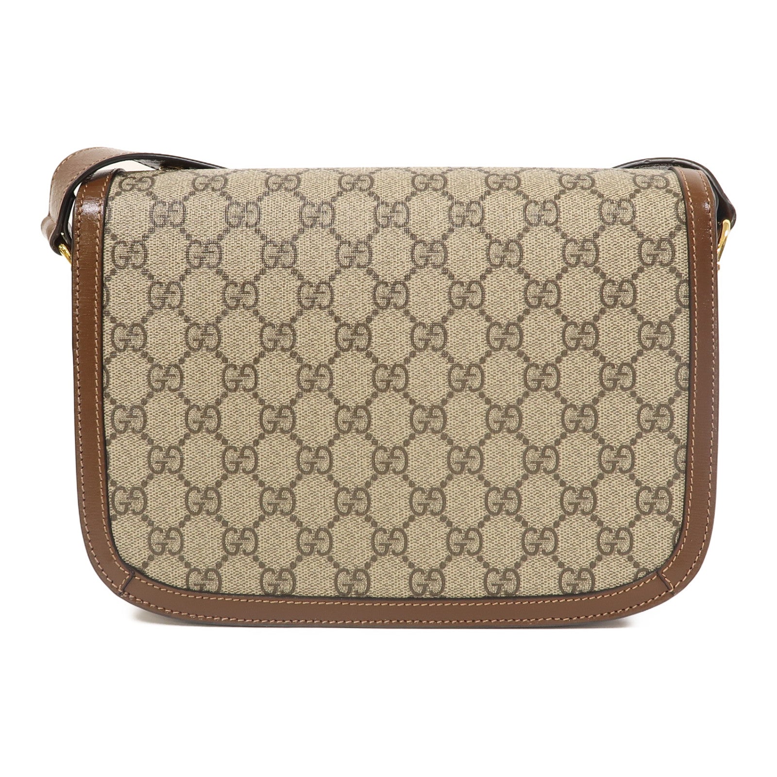 GUCCI 塗層帆布Horsebit 1955金扣肩背袋啡色