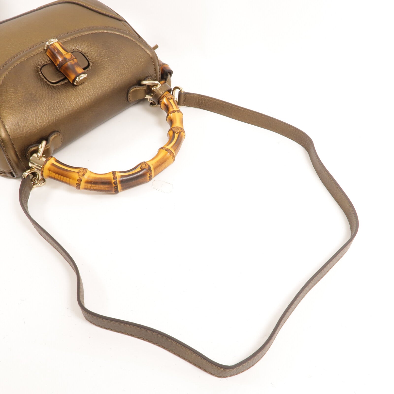 GUCCI 牛皮皮革New Bamboo With Top Handle手挽肩背兩用袋