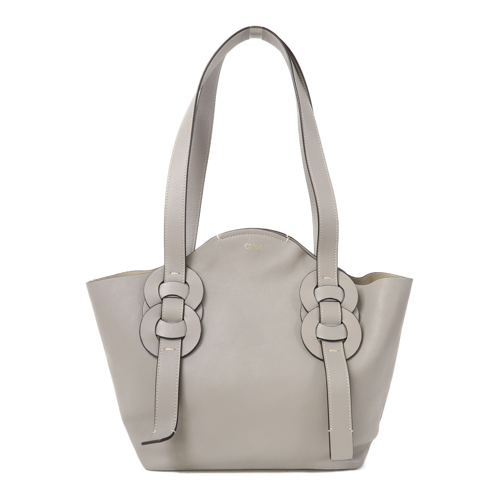 Chloe 牛皮皮革Shoulder Bag金扣肩背袋灰色