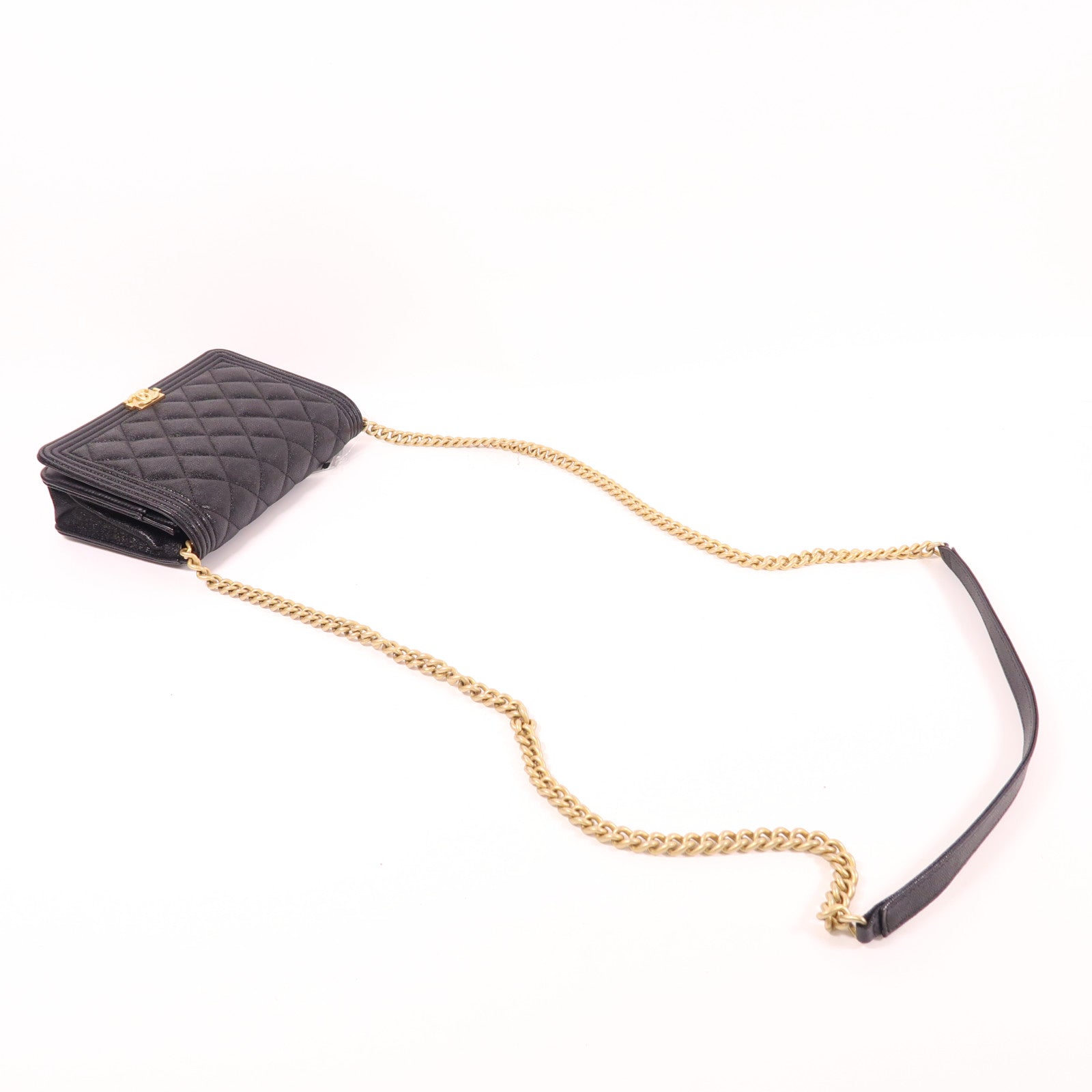 CHANEL 牛皮皮革Boy WOC Wallet On Chain金扣鏈帶肩背袋