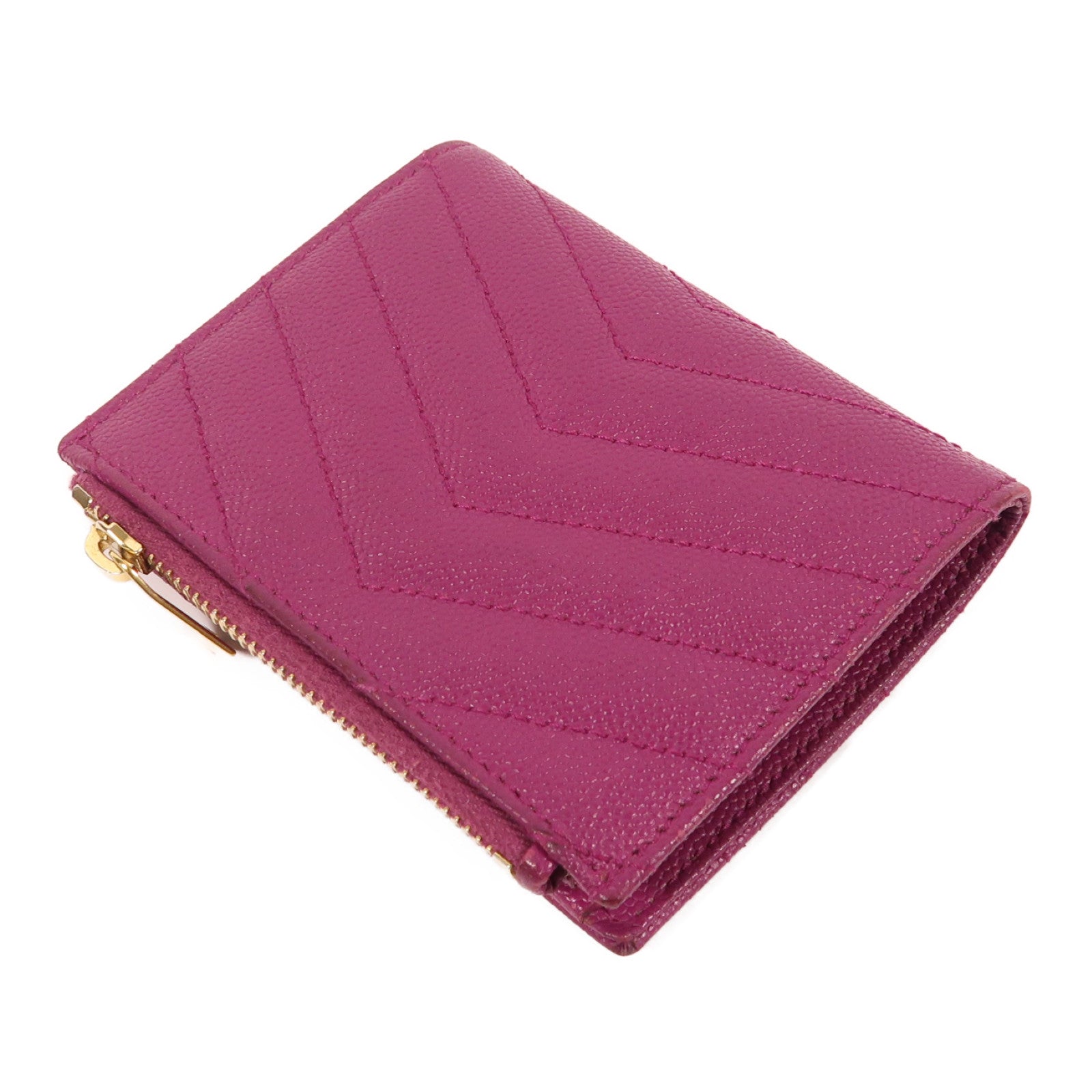 SAINT LAURENT 牛皮皮革Wallet金扣錢包紫色