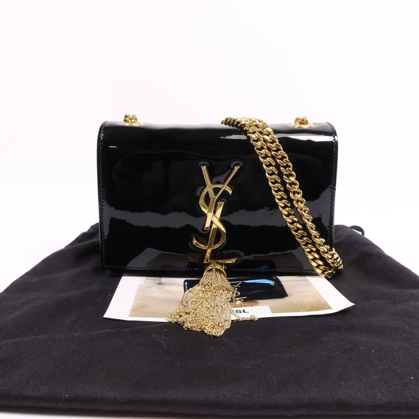 YVES SAINT LAURENT 漆皮皮革Kate Small金扣鏈帶肩背袋