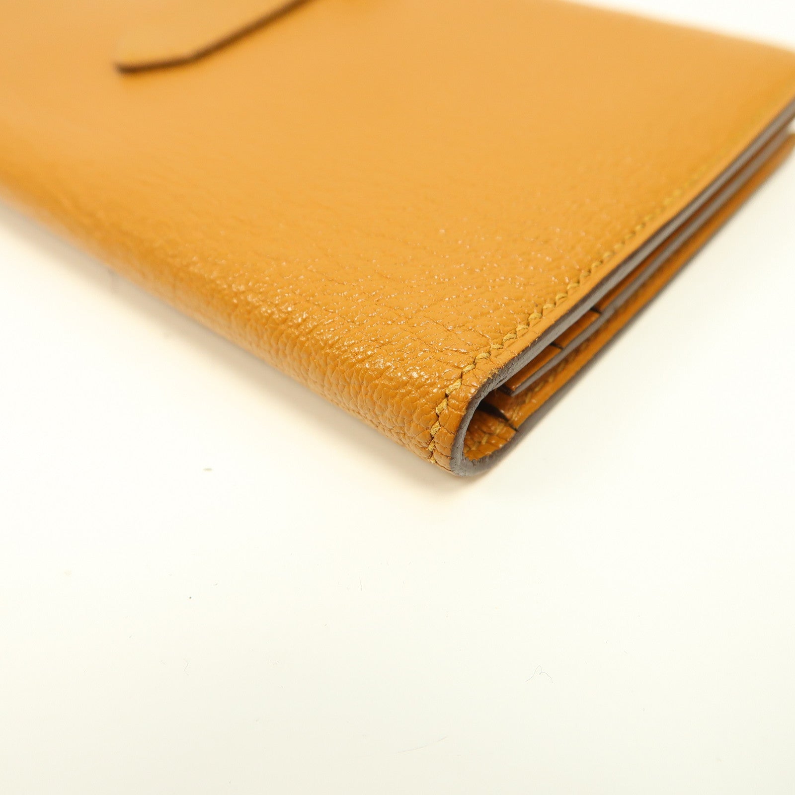 HERMES Chevre皮革Bearn Wallet銀扣長錢包Caramel/焦糖色