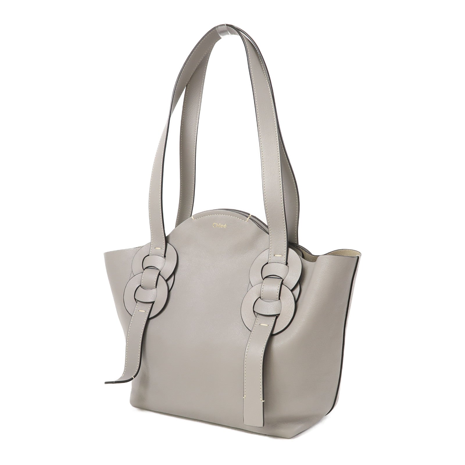 Chloe 牛皮皮革Shoulder Bag金扣肩背袋灰色