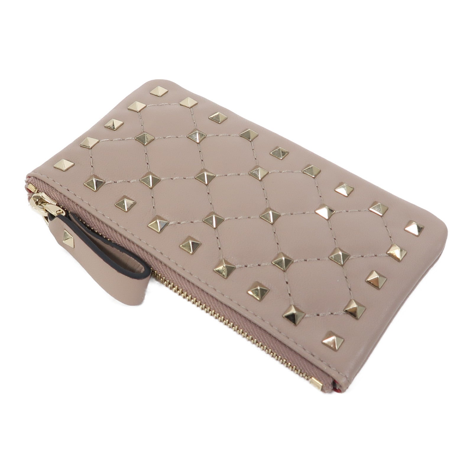 Valentino 牛皮皮革Card Case金扣卡片套裸色