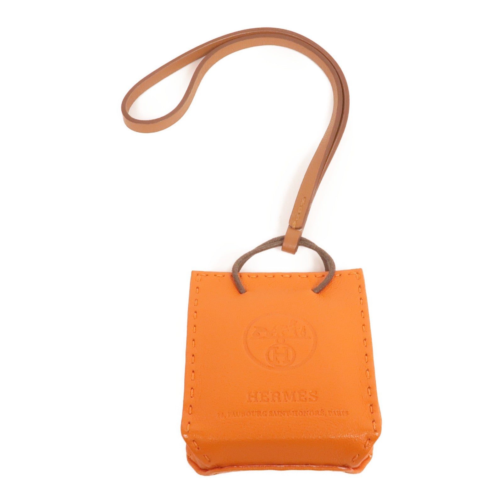 HERMES Milo/Swift皮革Sac Orange Charm掛飾