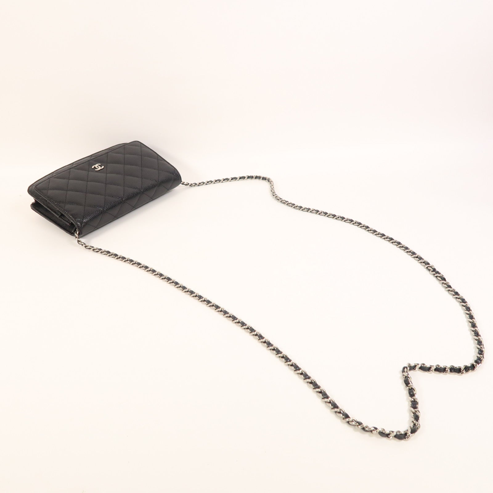 CHANEL 牛皮皮革WOC Wallet On Chain銀扣鏈帶肩背袋