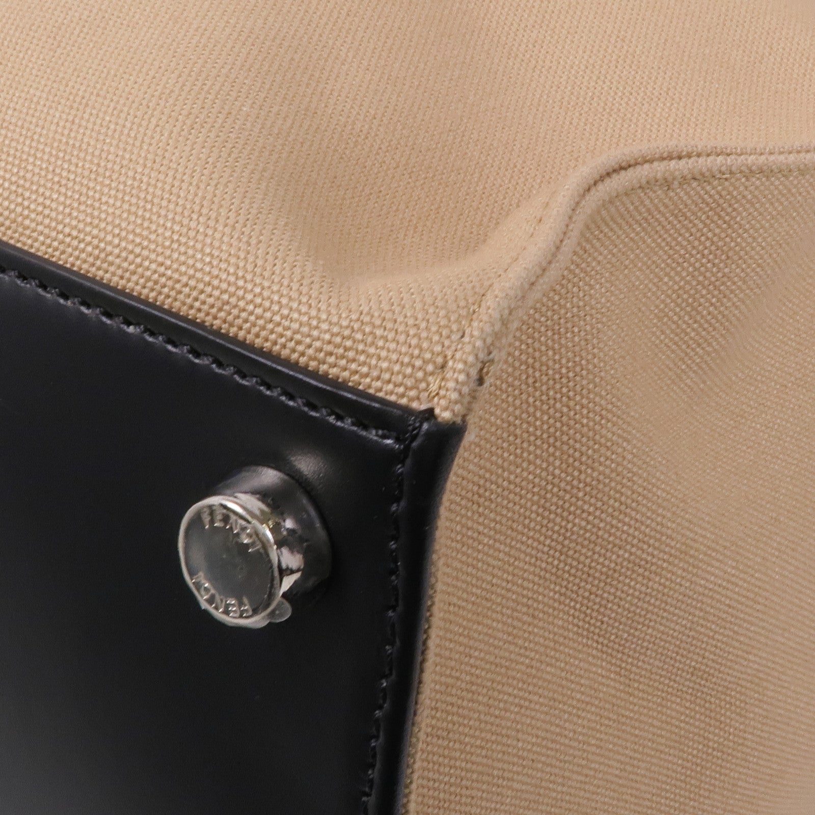 FENDI 牛皮皮革/帆布2way Shoulder Bag銀扣手挽肩背兩用袋