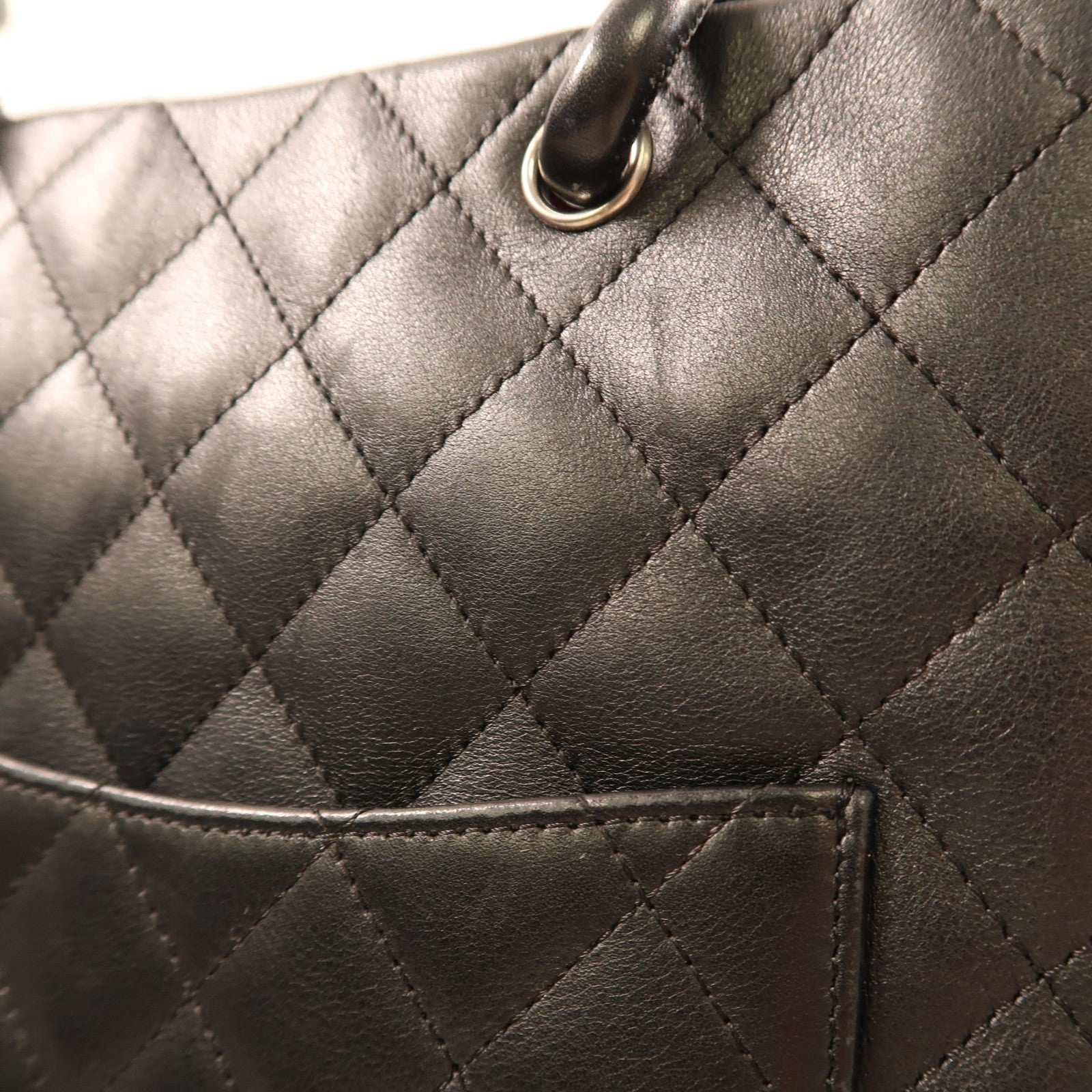 CHANEL 牛皮皮革Cambon Line Tote Bag銀扣手挽袋
