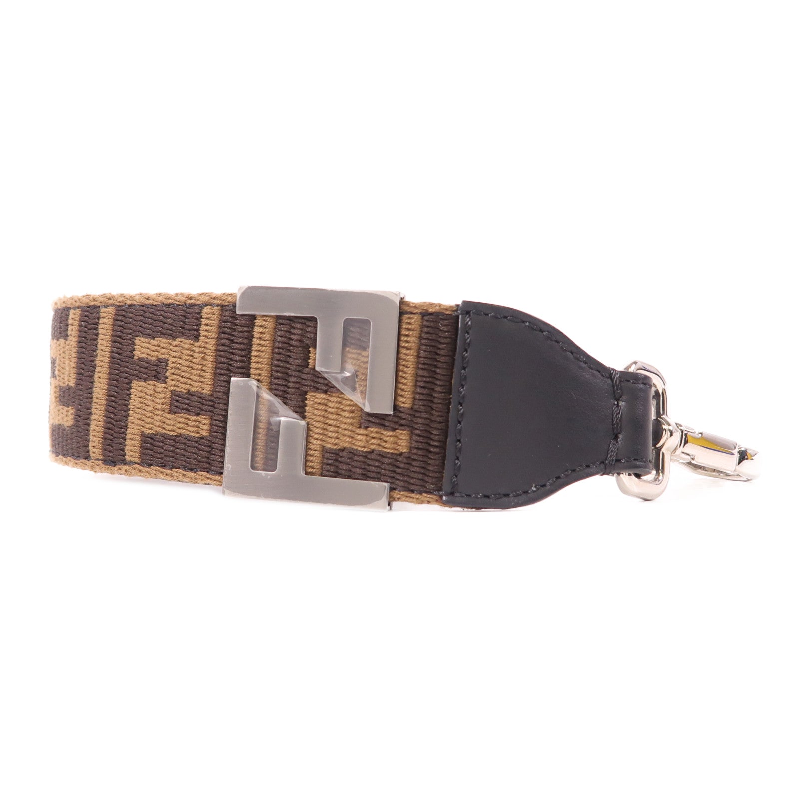 FENDI 帆布/牛皮皮革Strap銀扣肩背帶
