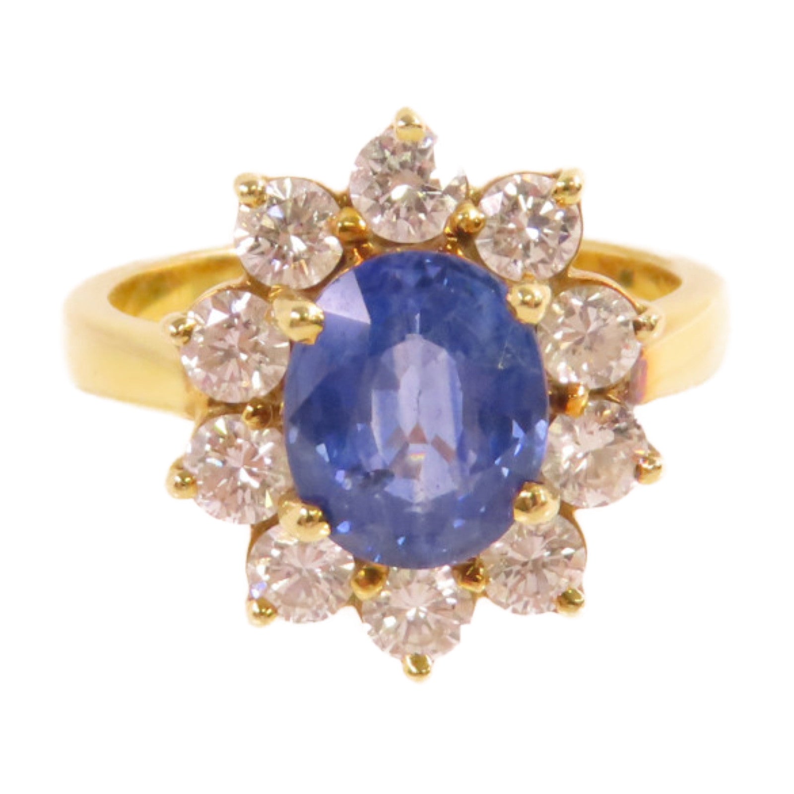 JEWELRY 18K黃金/藍寶石/鑽石Sapphire Diamond Ring戒指US#7.25