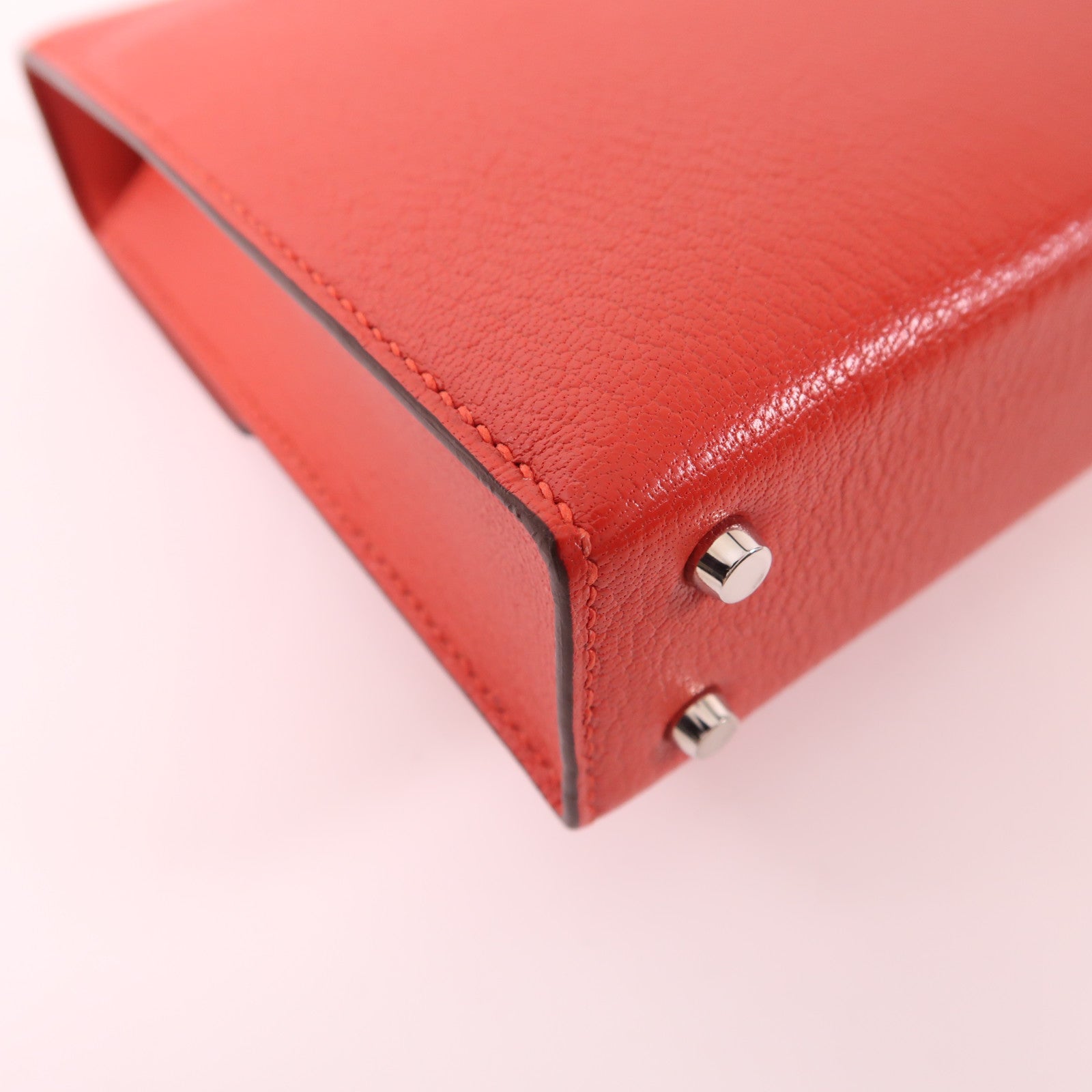 HERMES 【激減優惠】Chevre皮革Verrou Mini銀扣鏈帶肩背袋Rouge Tomate