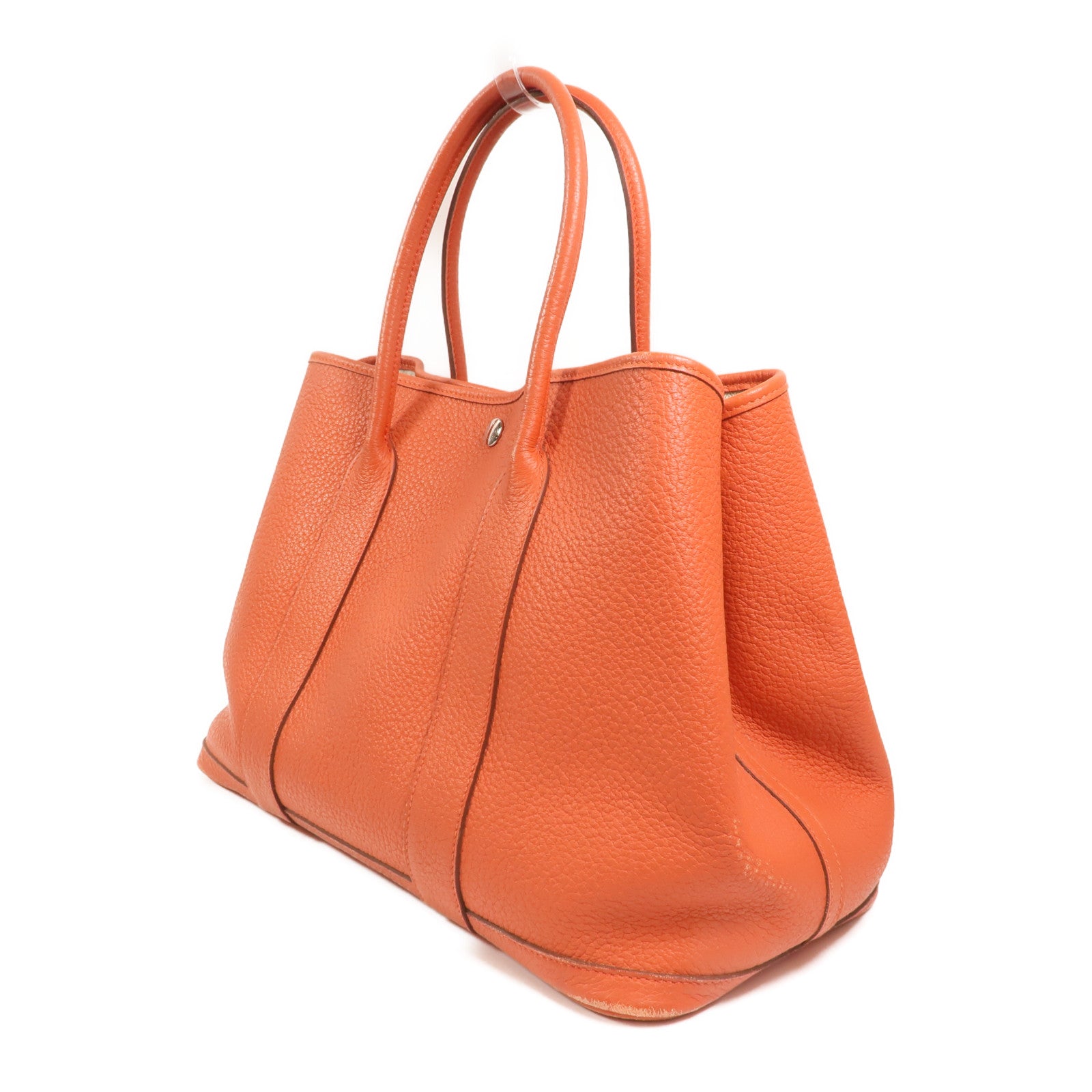 HERMES Negonda皮革Garden Party PM銀扣手挽袋Orange