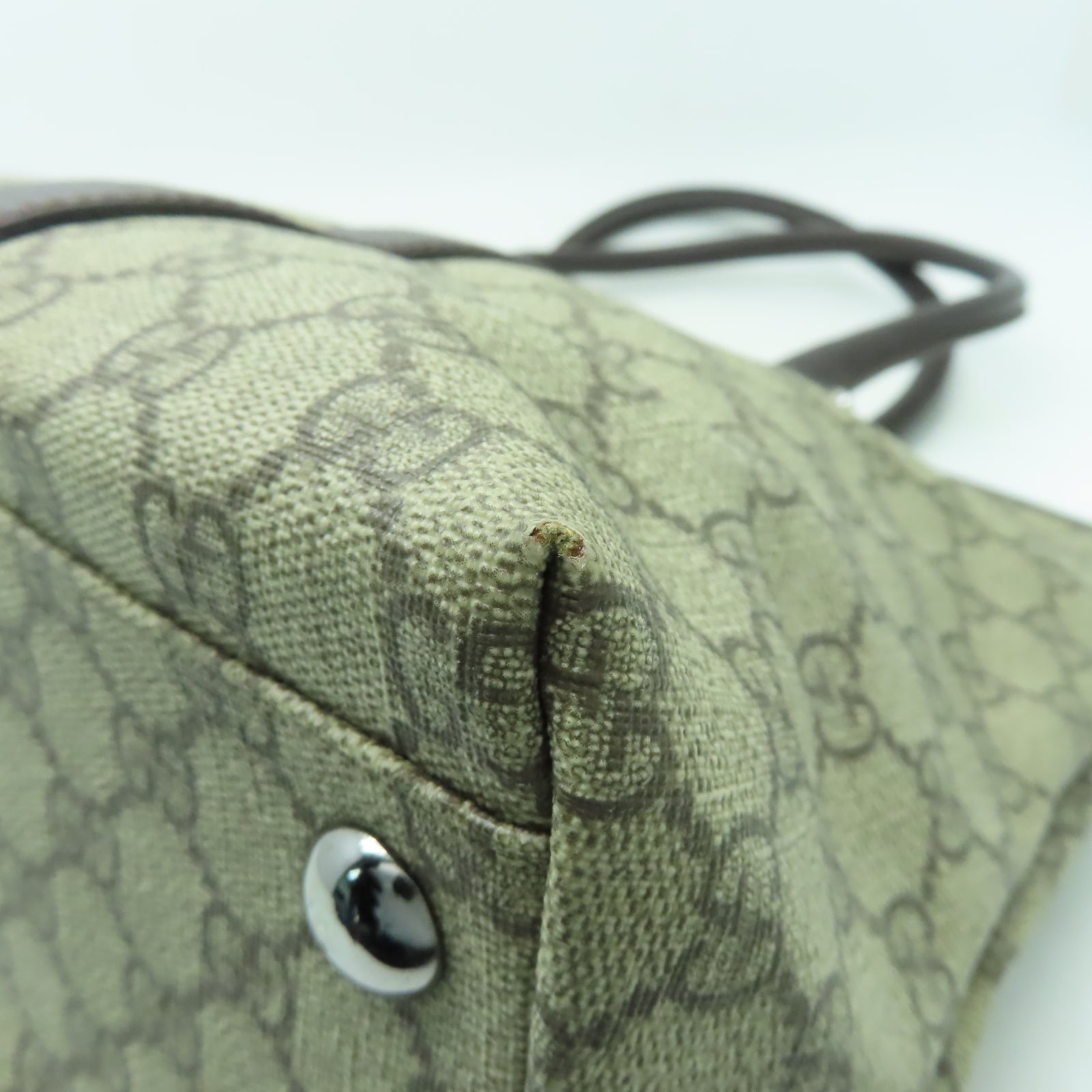 GUCCI 【激減優惠】塗層帆布Tote Bag銀扣肩背袋啡色