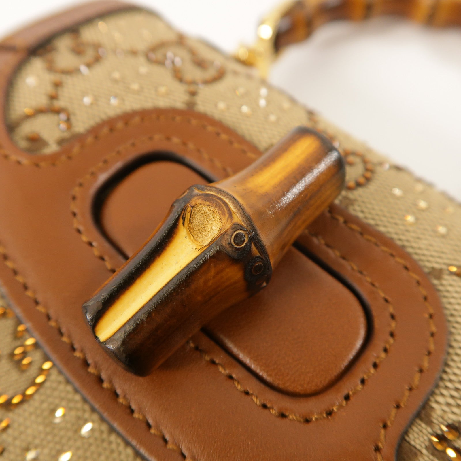 GUCCI 帆布Bamboo 1947 Mini手挽肩背兩用袋