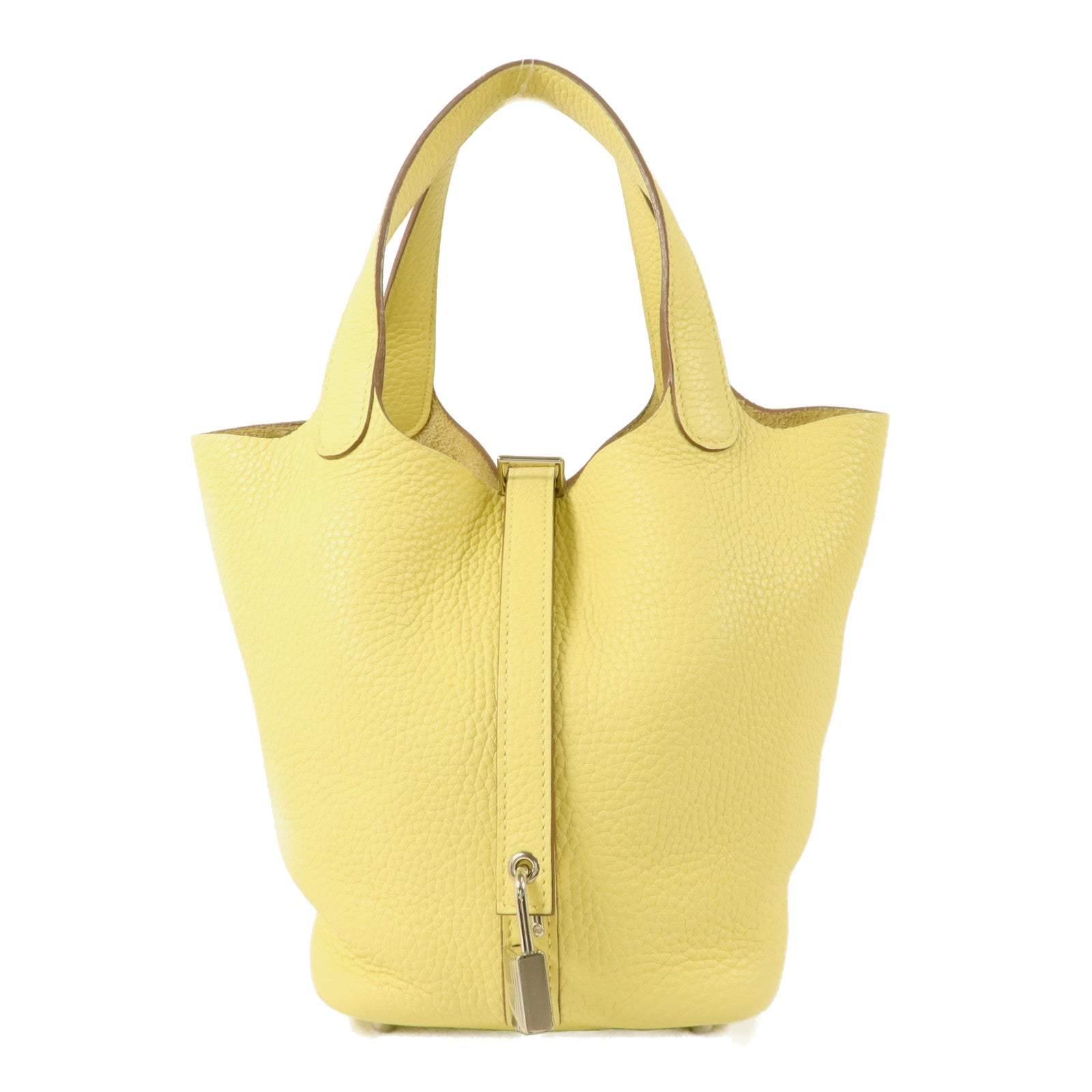 HERMES Clemence皮革Picotin PM手挽袋Jaune Poussin