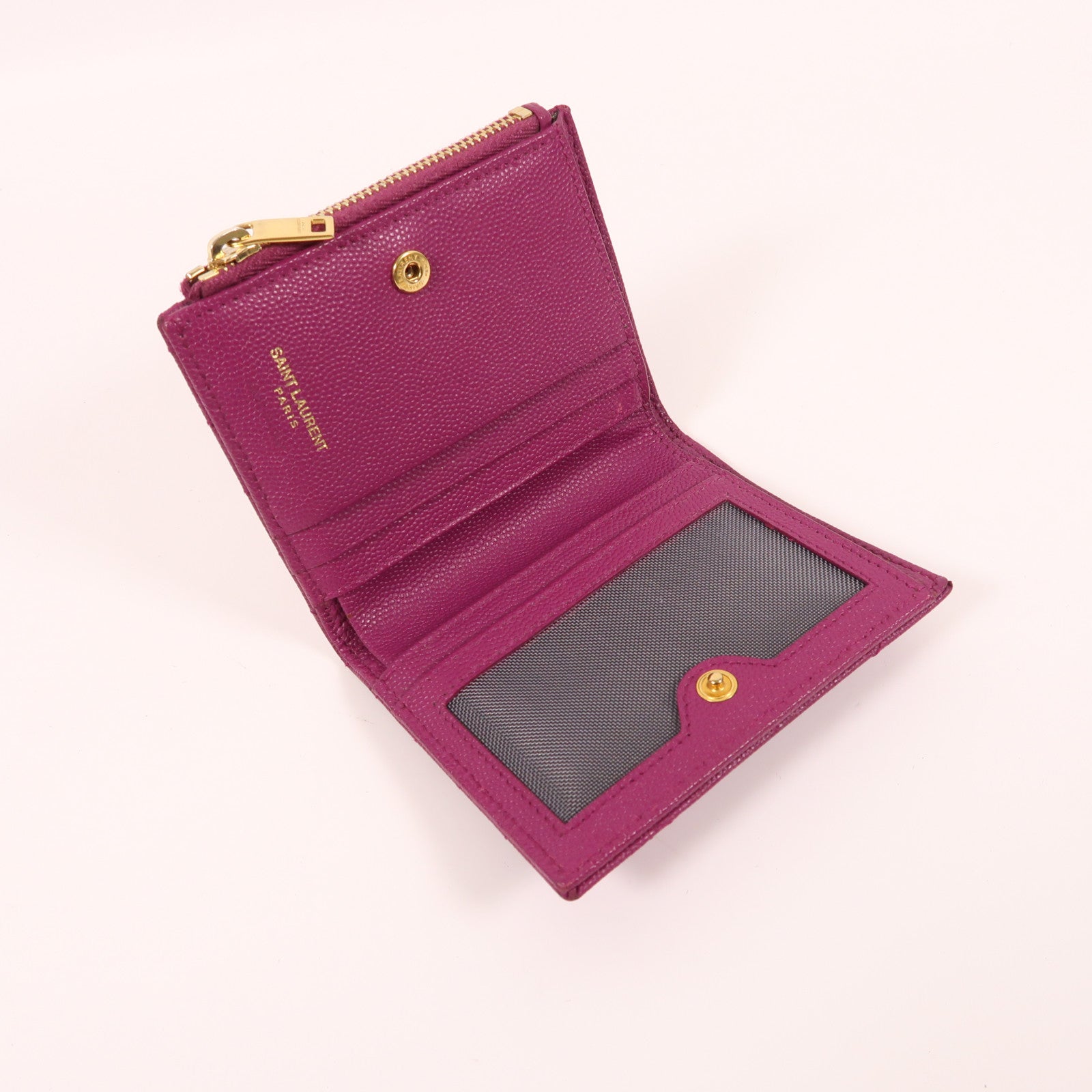 SAINT LAURENT 牛皮皮革Wallet金扣錢包紫色