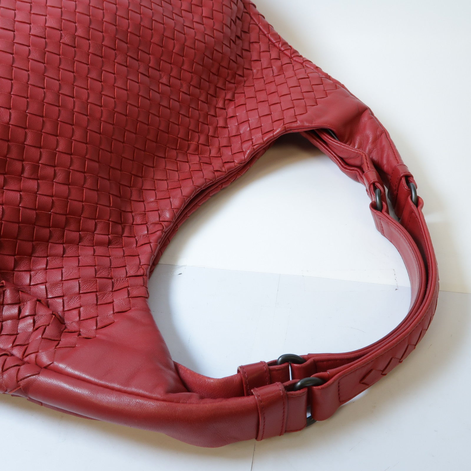 BOTTEGA VENETA 織紋皮革Campana Shoulder Bag肩背袋紅色