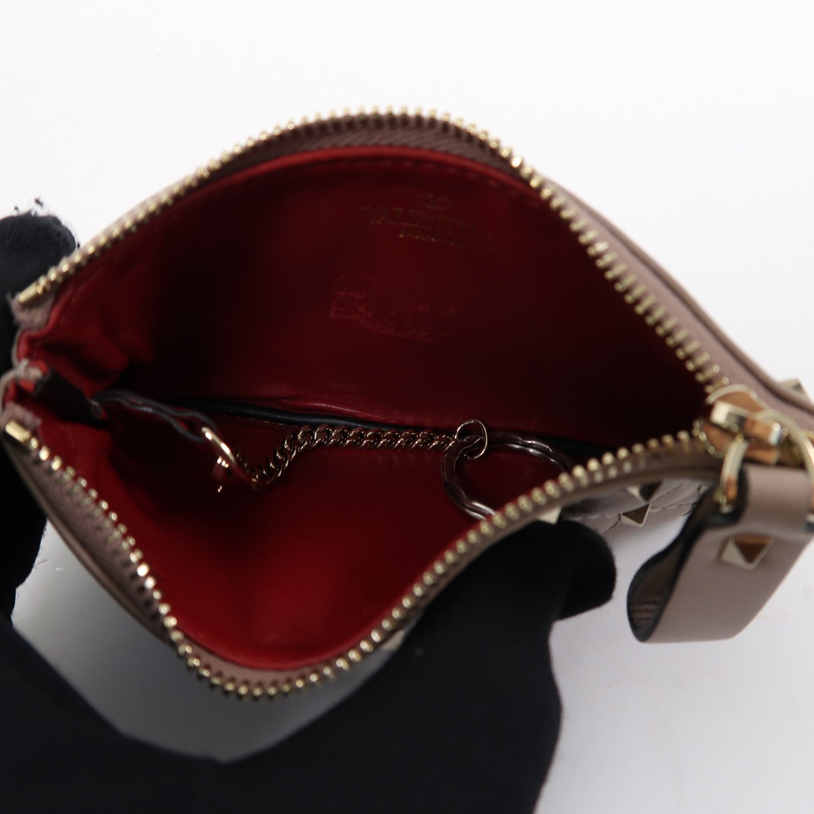 Valentino 牛皮皮革Card Case金扣卡片套裸色