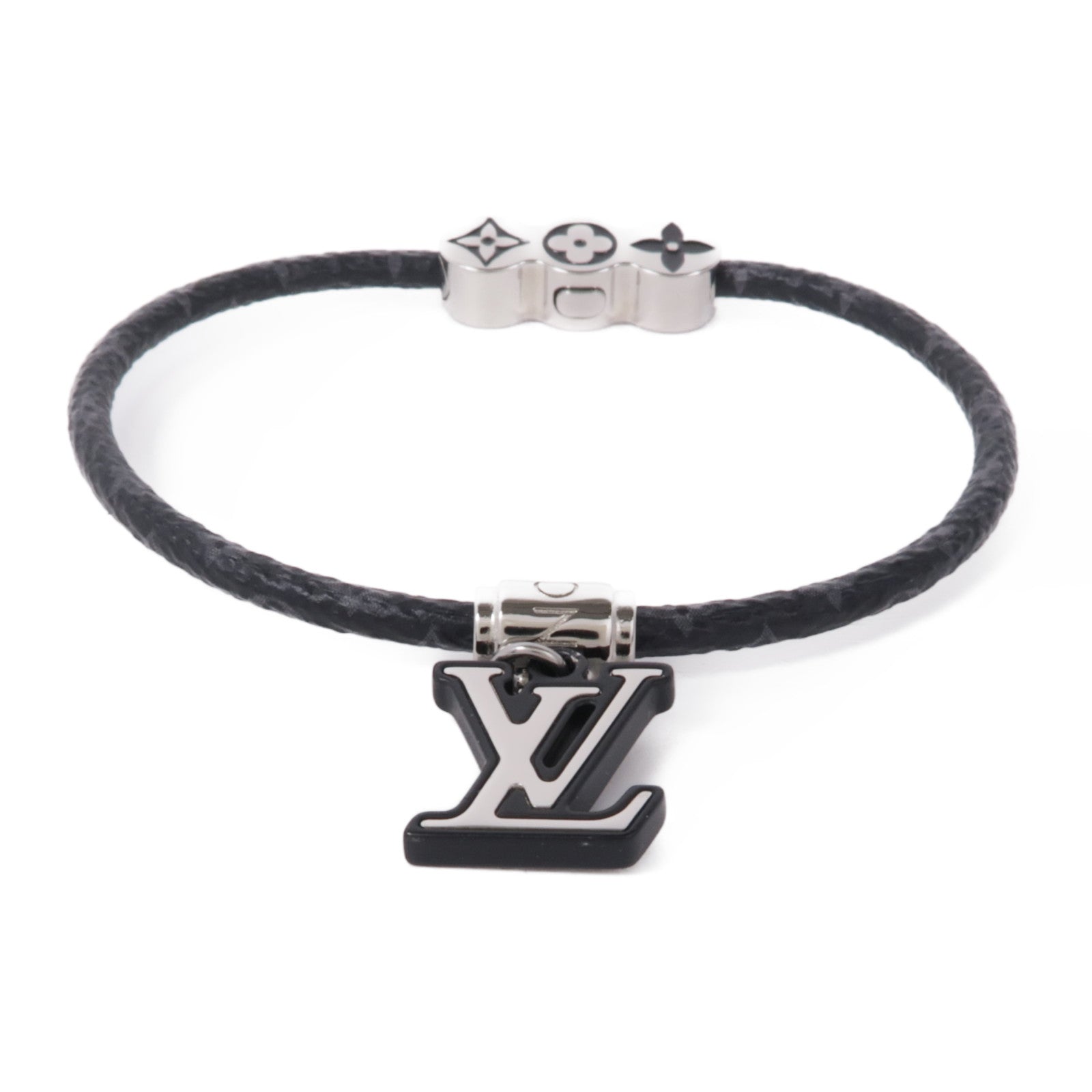 LOUIS VUITTON Monogram Eclipse Party Bracelet銀扣手鐲