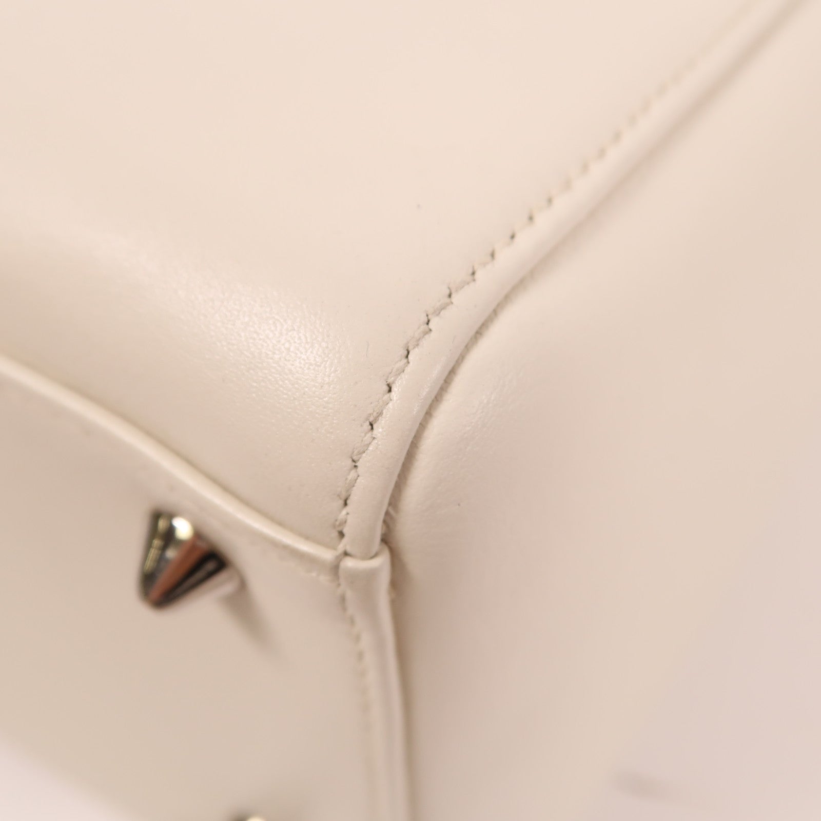 Dior 牛皮皮革Lady Dior Patch銀扣手挽肩背兩用袋白色